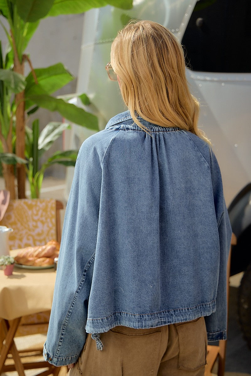 Kim Washed Denim Drawstring Jacket