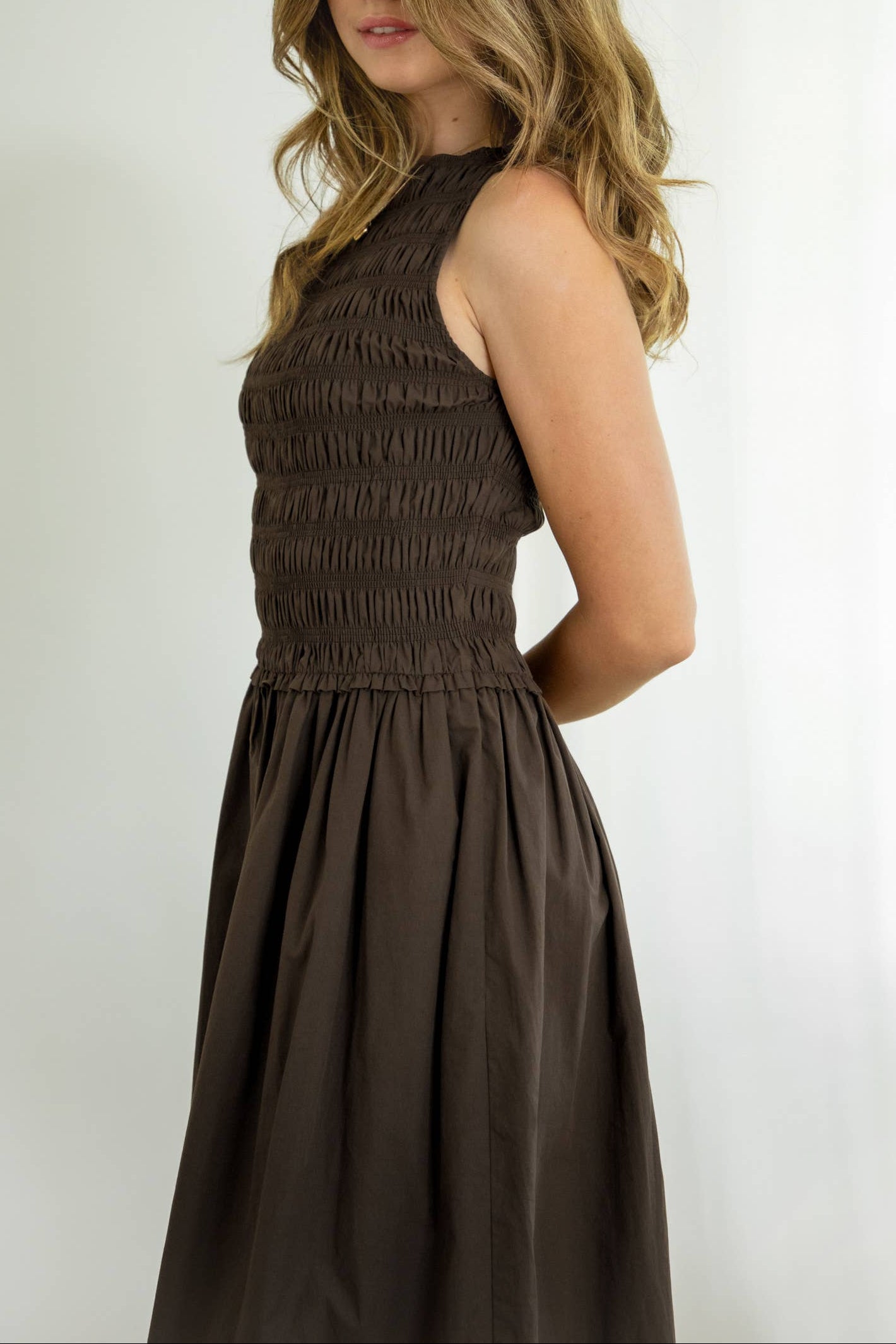 Boone Boat Neck Smocked Dress