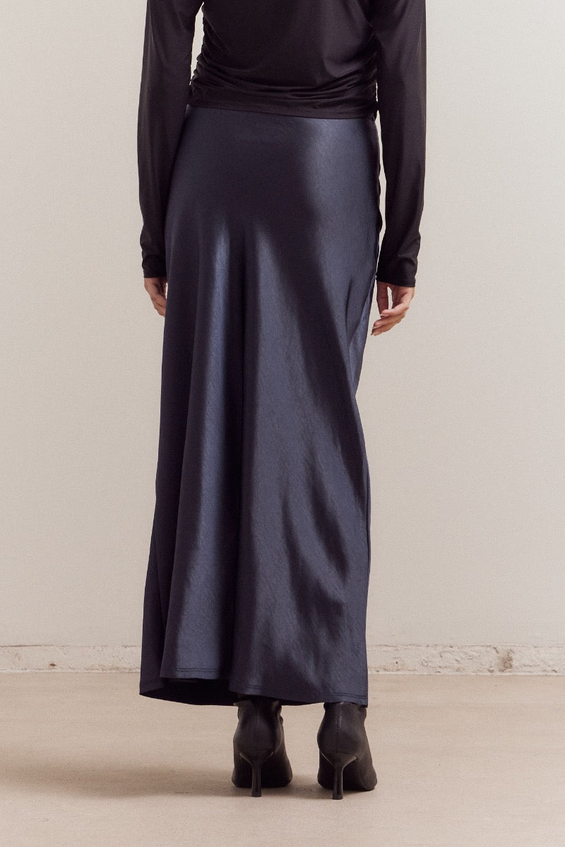 Sophia Long Satin Skirt black formal slip skirt at Boltranchstore.com free shipping womens fall 2025