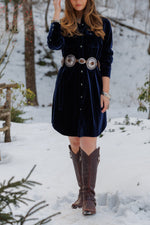 Tasha Polizzi 421104 Ainsley Tunic womens crushed velvet blue navy short dress Boltranchstore.com Free Shipping