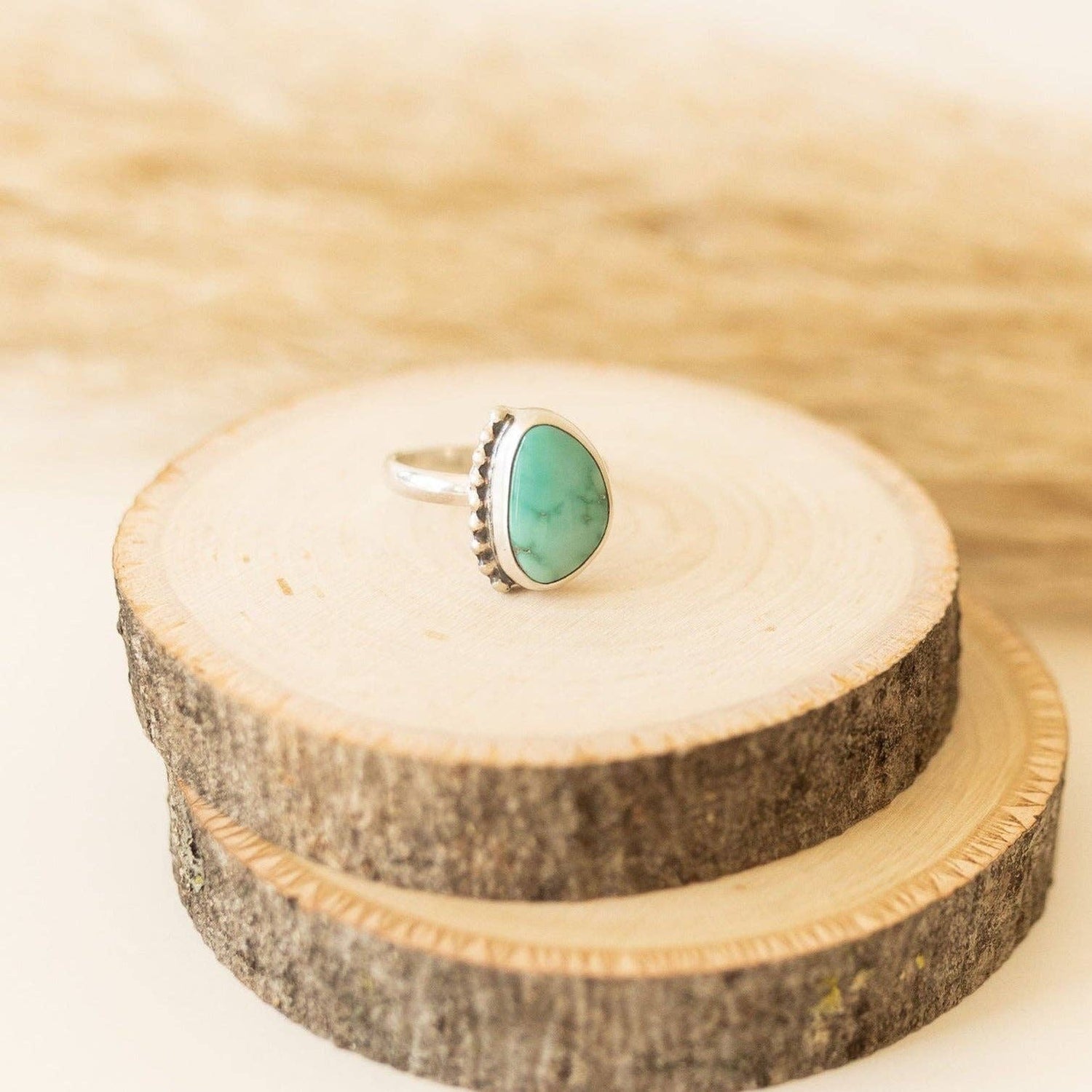 Beaded Edge Turquoise Ring