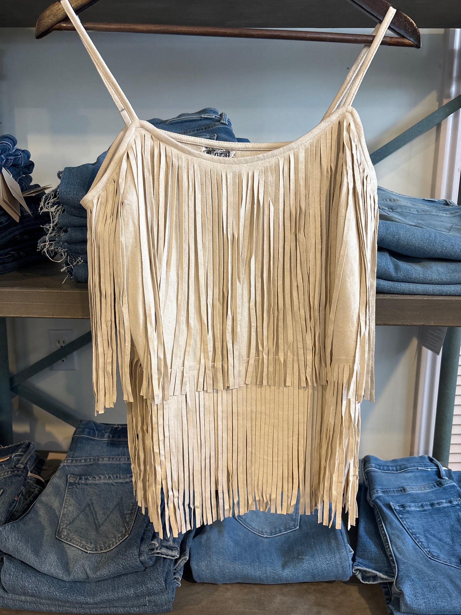 Caroline Fringe Suede Camisole Top