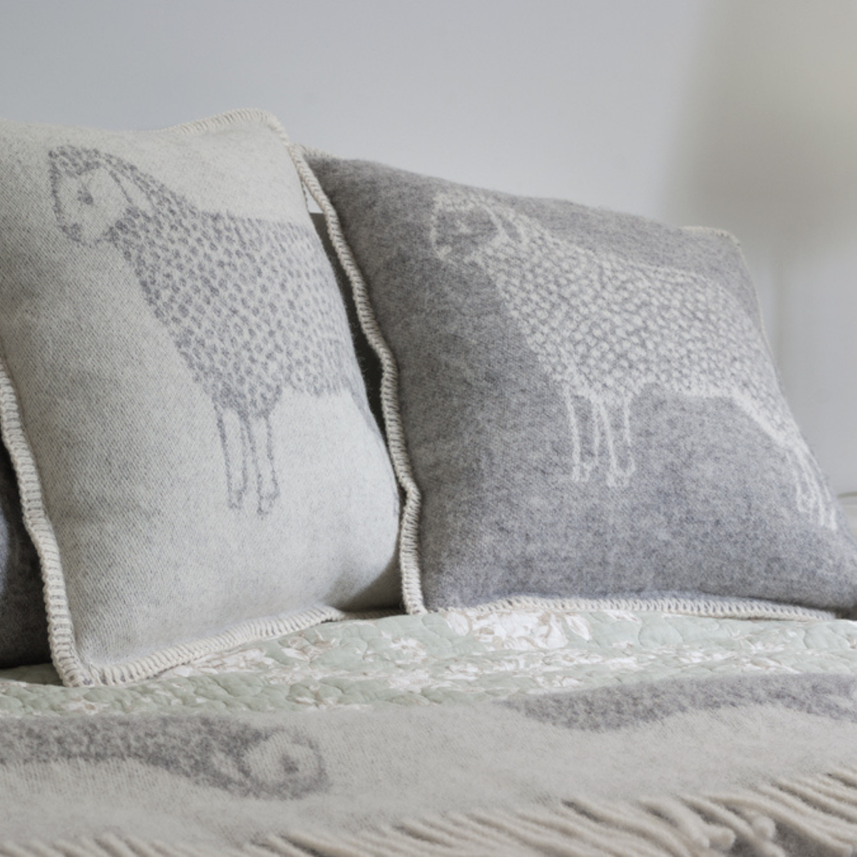 JJ Textile Sheep Soft Grey Pure Wool Cushion Cover