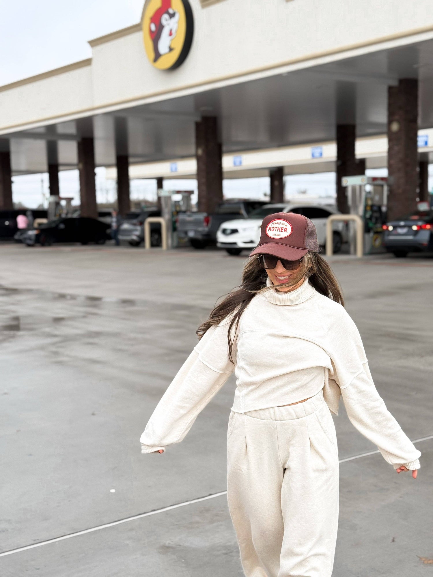 VINTAGE Strong as a Mother Patch Hat in Mocha