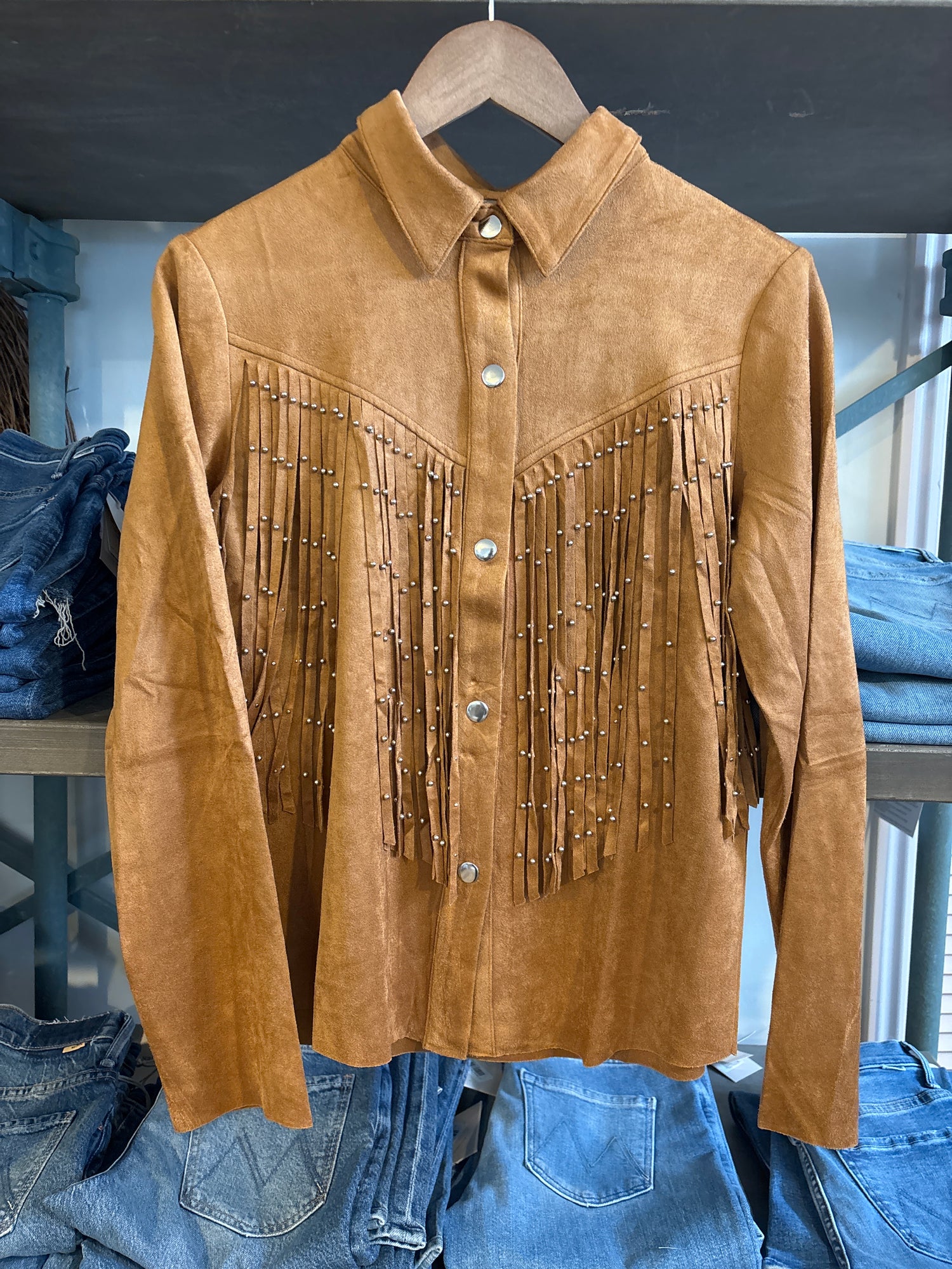 Sadie Suede Fringe Shirt Jacket