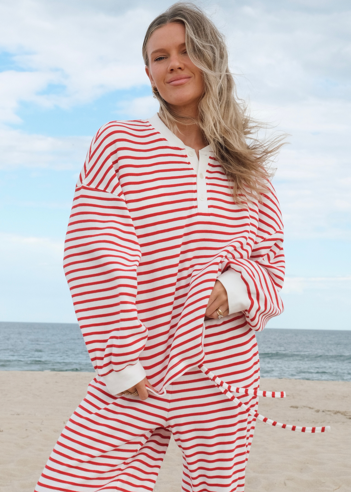 Striped Thermal Henley Top