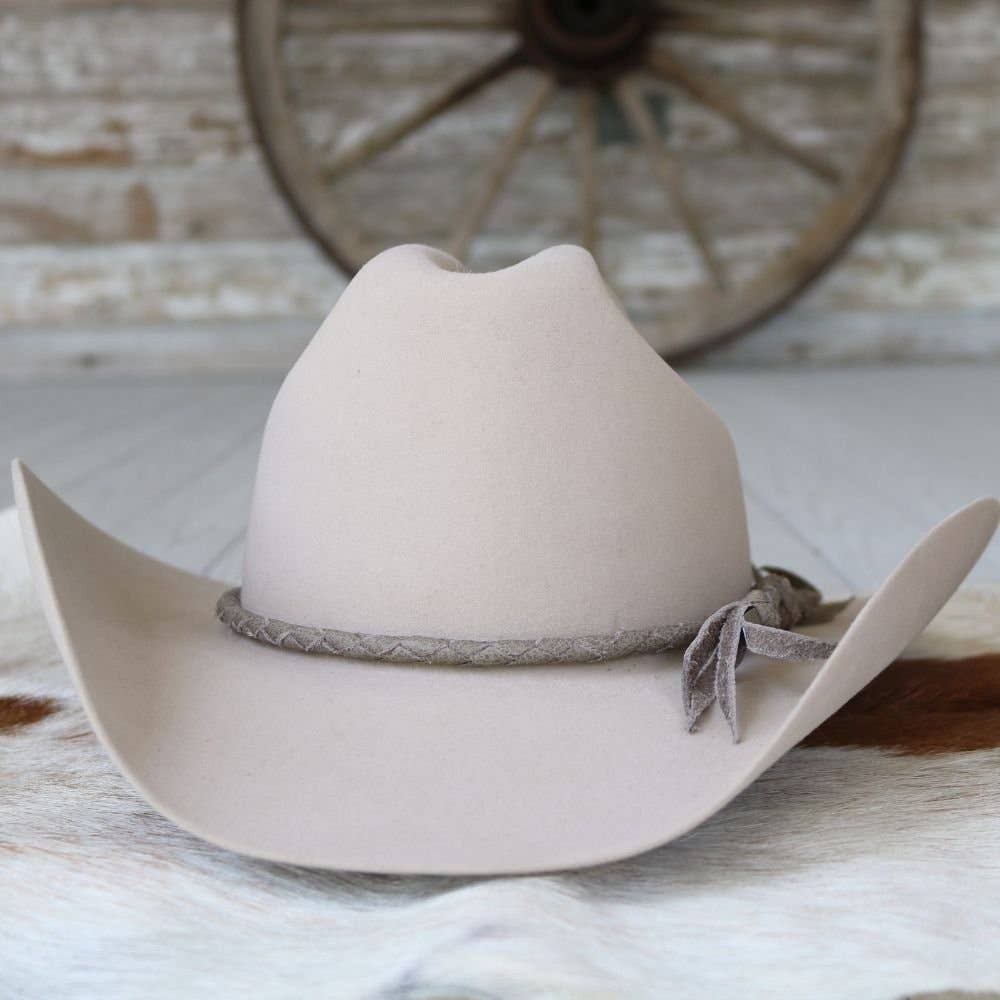 Light Grey Braided Leather Hat Band