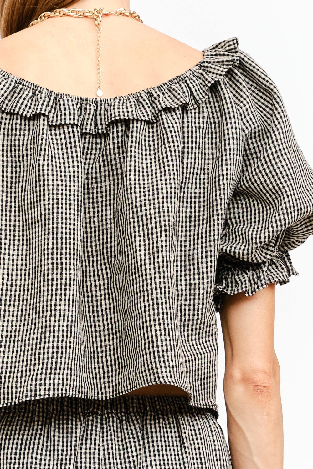 Bijou Gingham Puff Sleeve Top