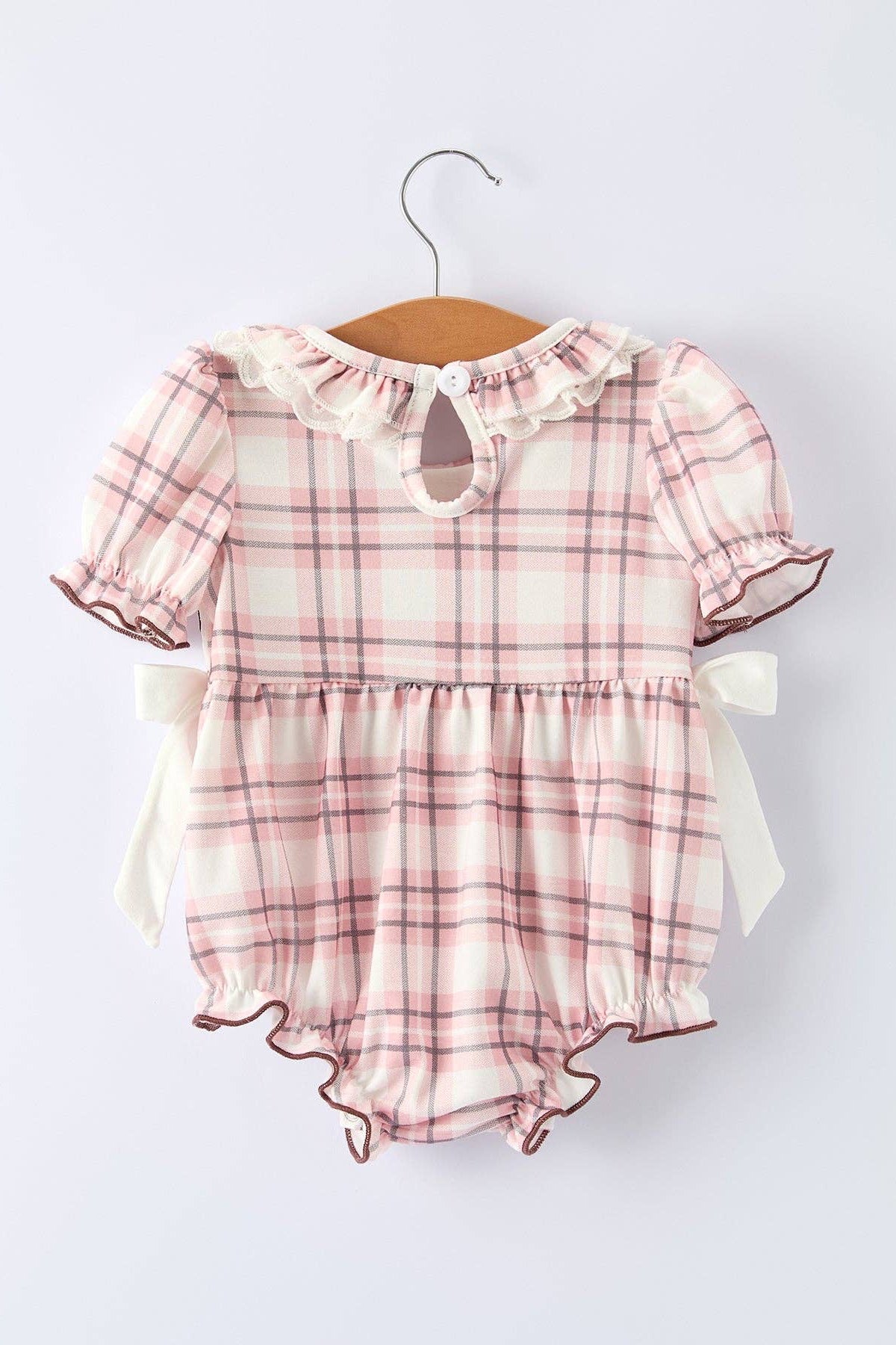 Western Horse Smocked Plaid Romper