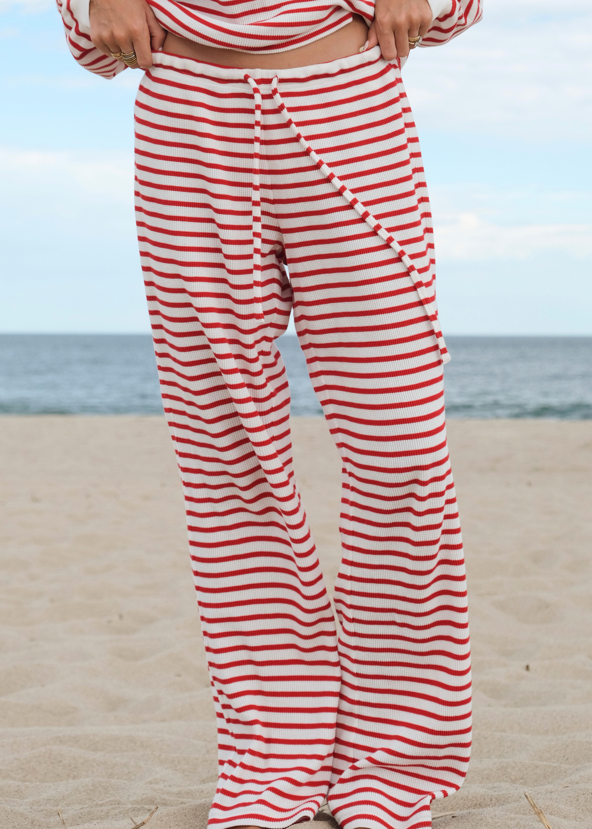 Striped Waffle Thermal Pants