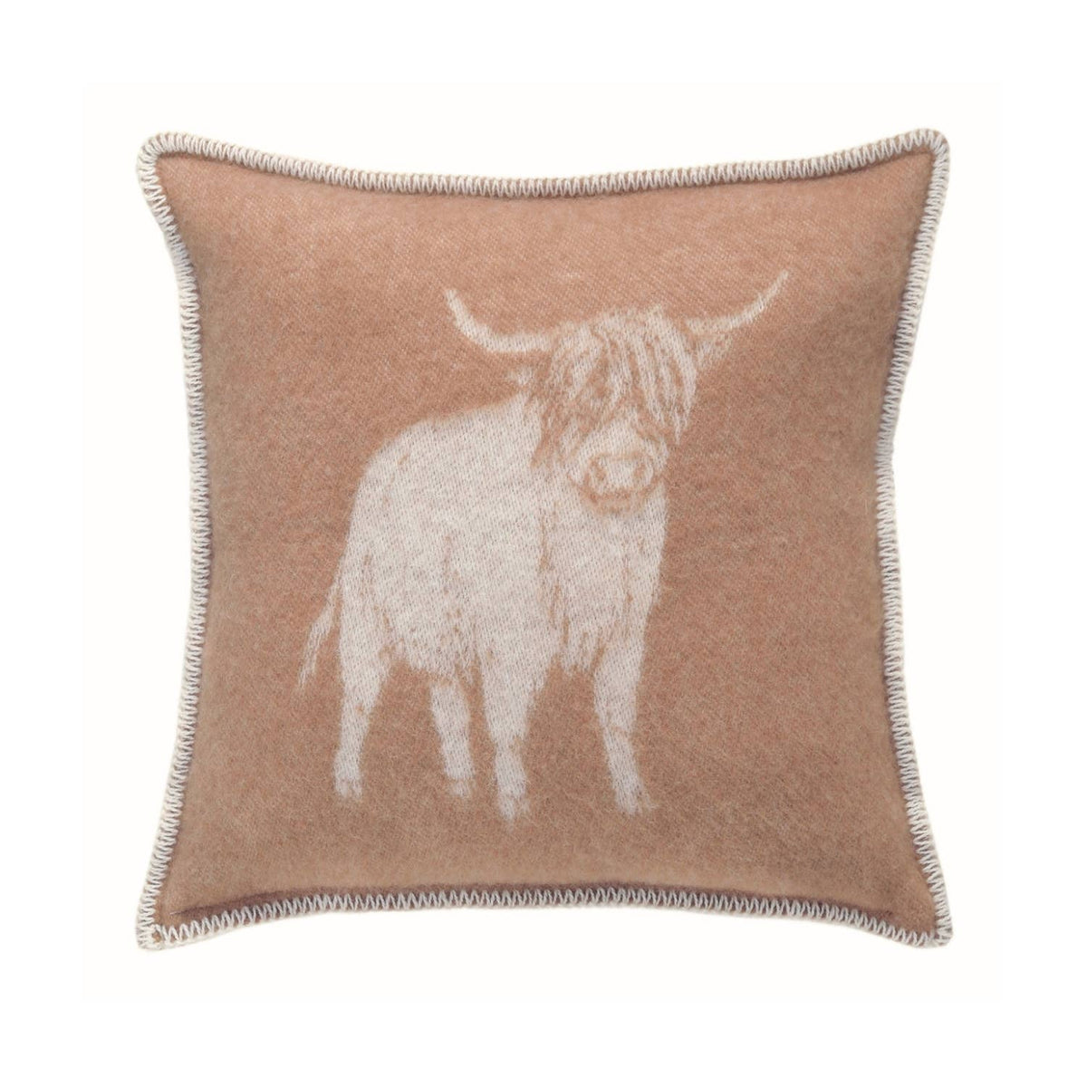 JJ Textiles Brown Highland Cow Pure Wool Cushion Cover