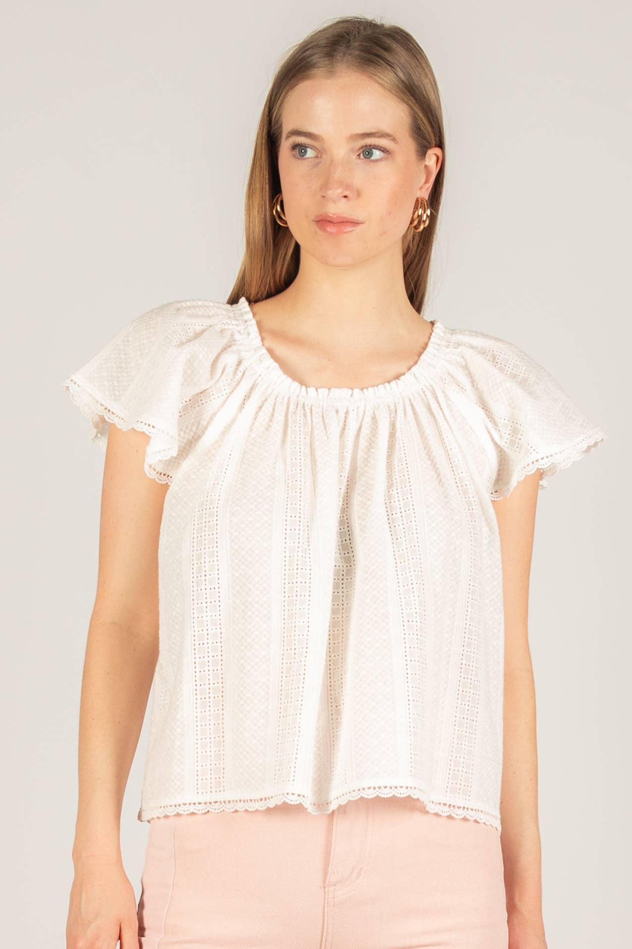 Womens Sky Eyelet Top