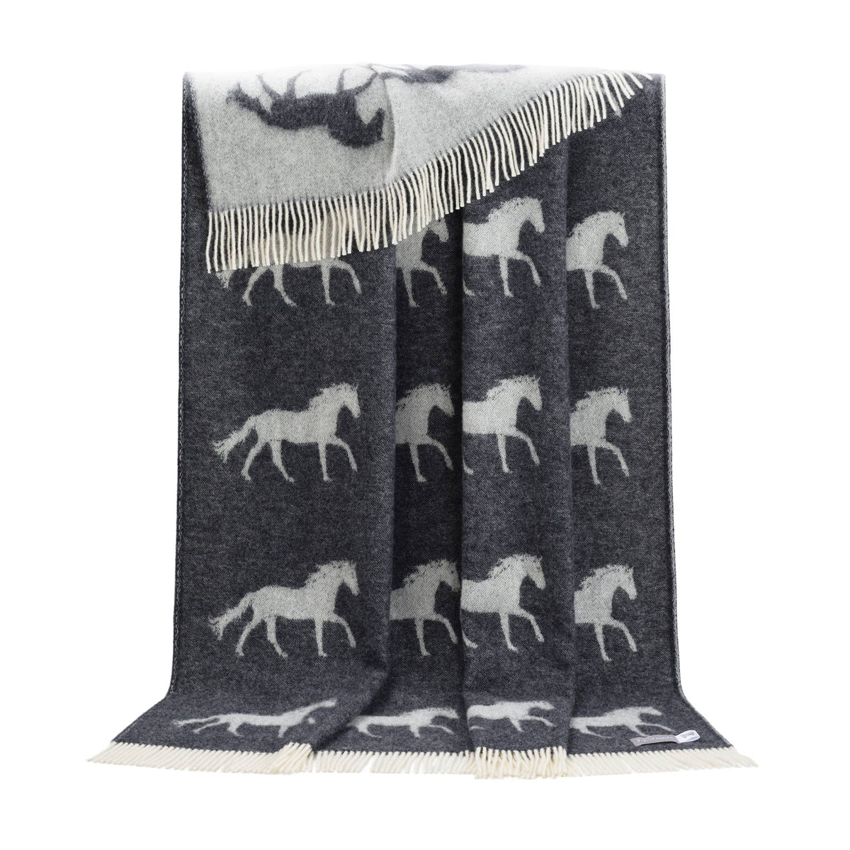 JJ Textiles Horse Soft Black Pure Wool Throw