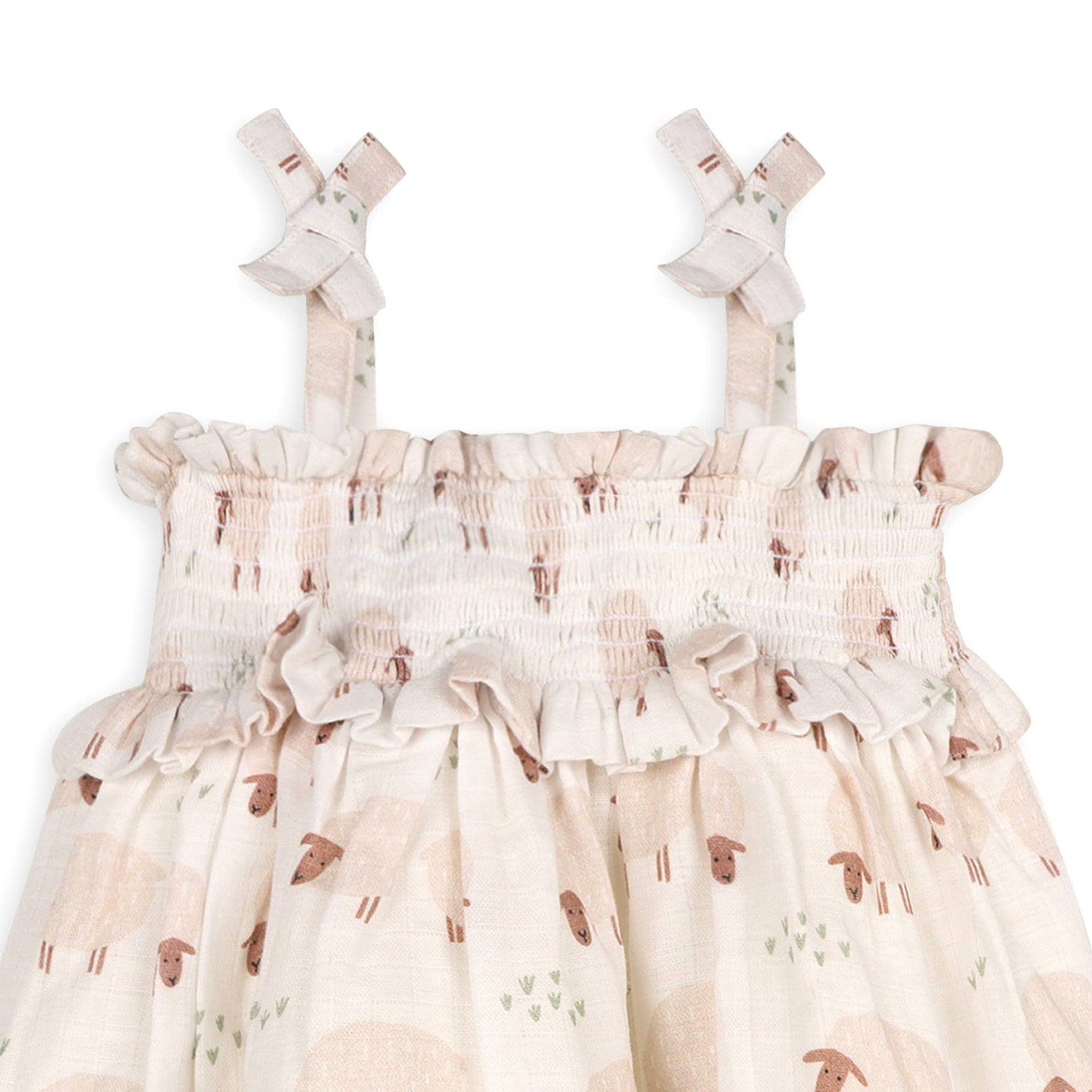 Sheep Baby Smocked Strap Dress Bloomer Set