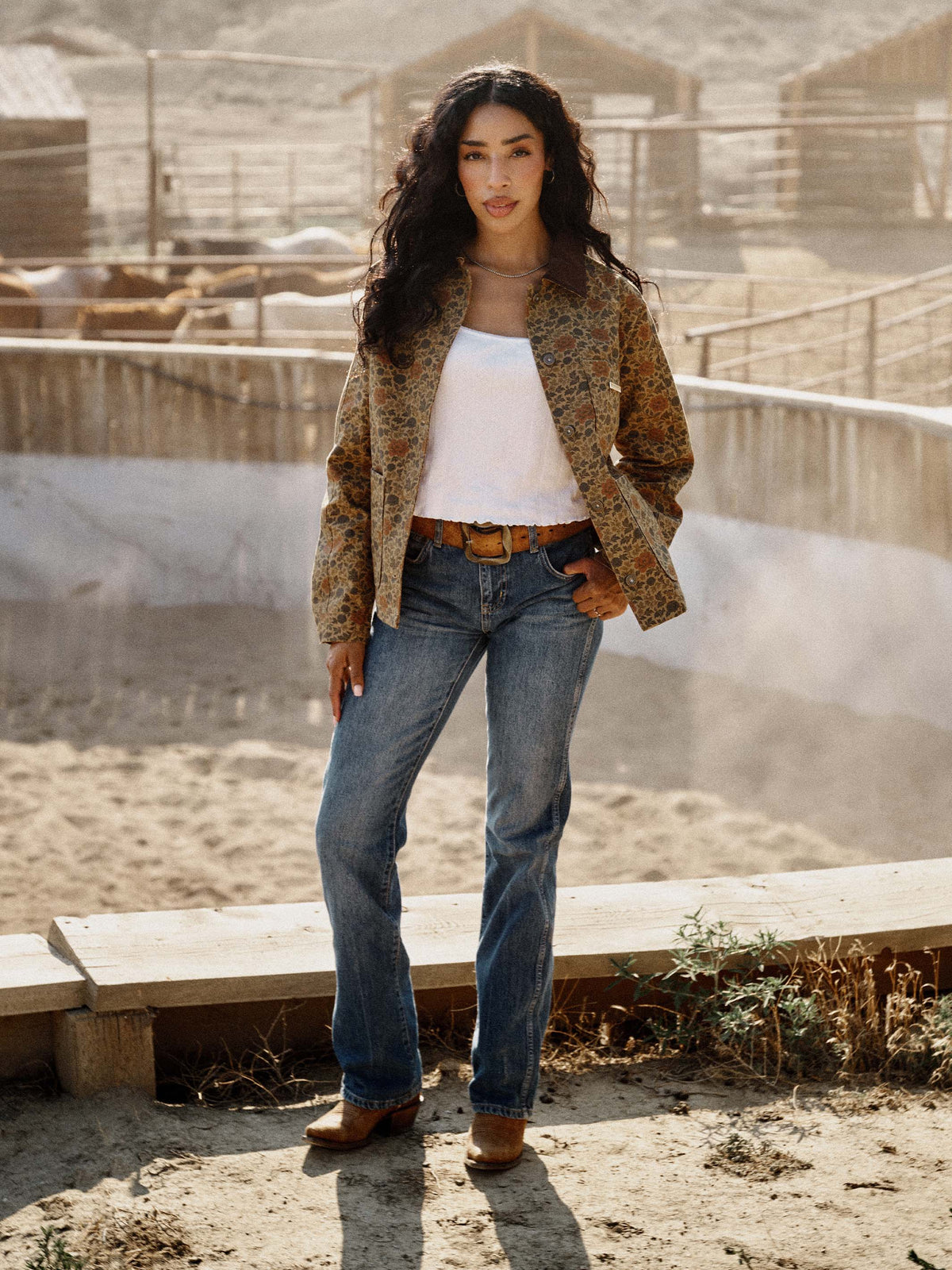 Schaefer Catherine Jean Medium everyday cowgirl denim styled with a statement belt for rodeo and town Park City