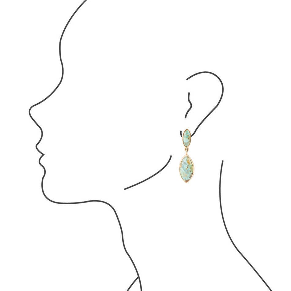 Champion Blue Turquoise Golden Drop Earrings