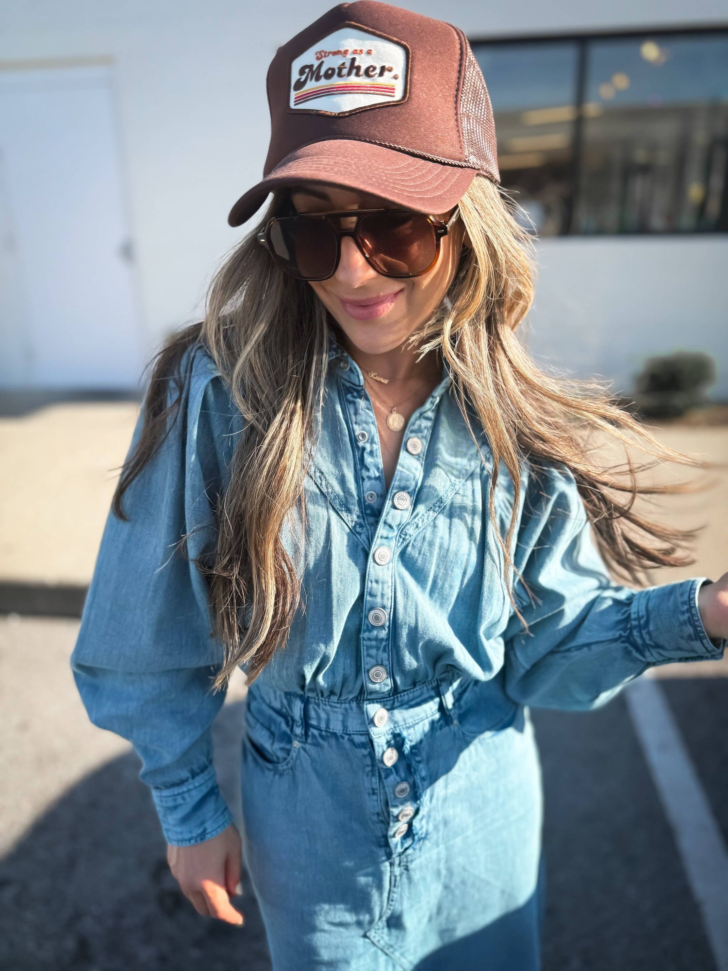 RETRO Strong as a Mother Patch Hat in Mocha