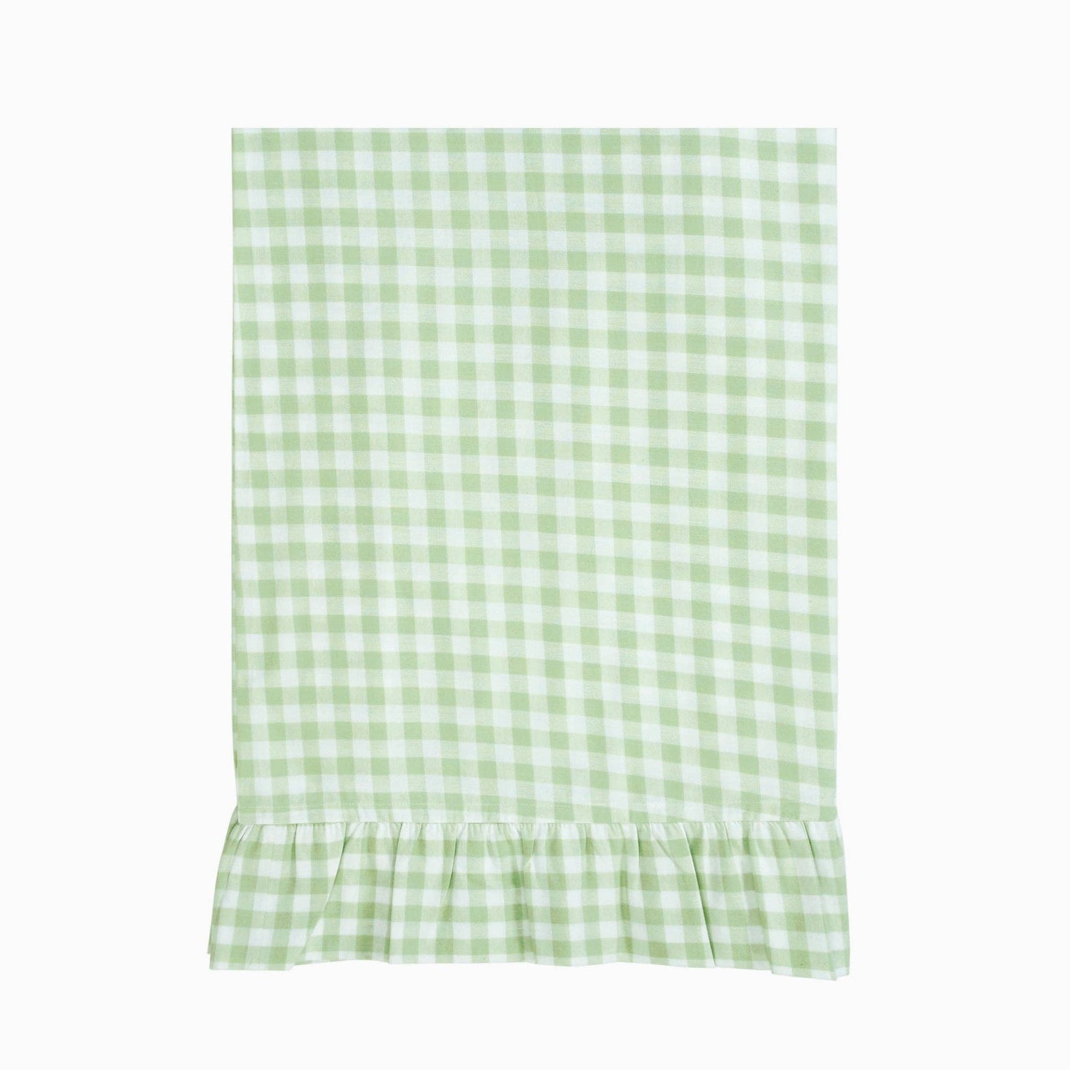 Green Gingham Round Tablecloth with Ruffle