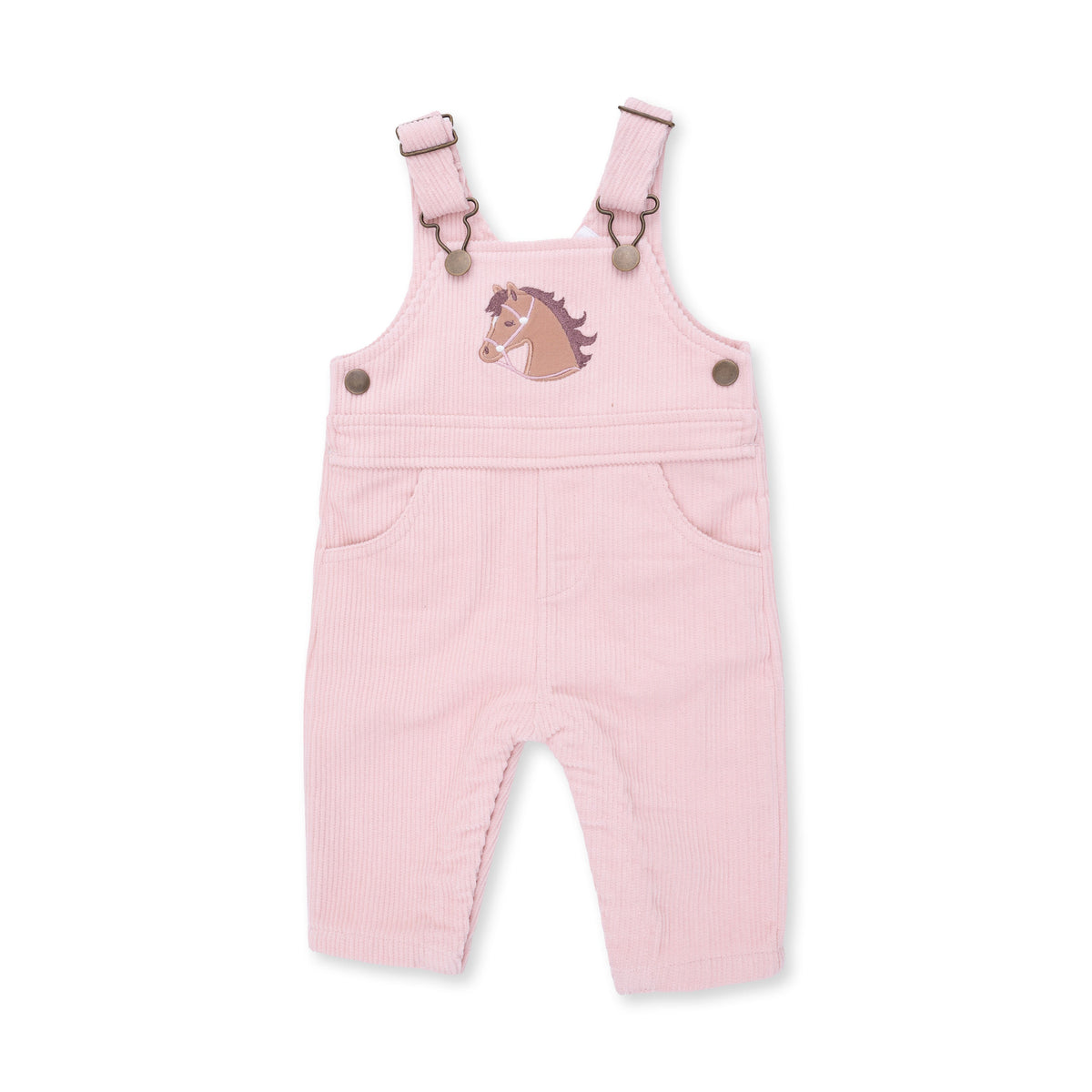 Kids western boutique Utah baby western fashion Veiled Pink Corduroy Uni Old School Overall with Horse Applique 534F26VCO Boltranchstore.com free shipping