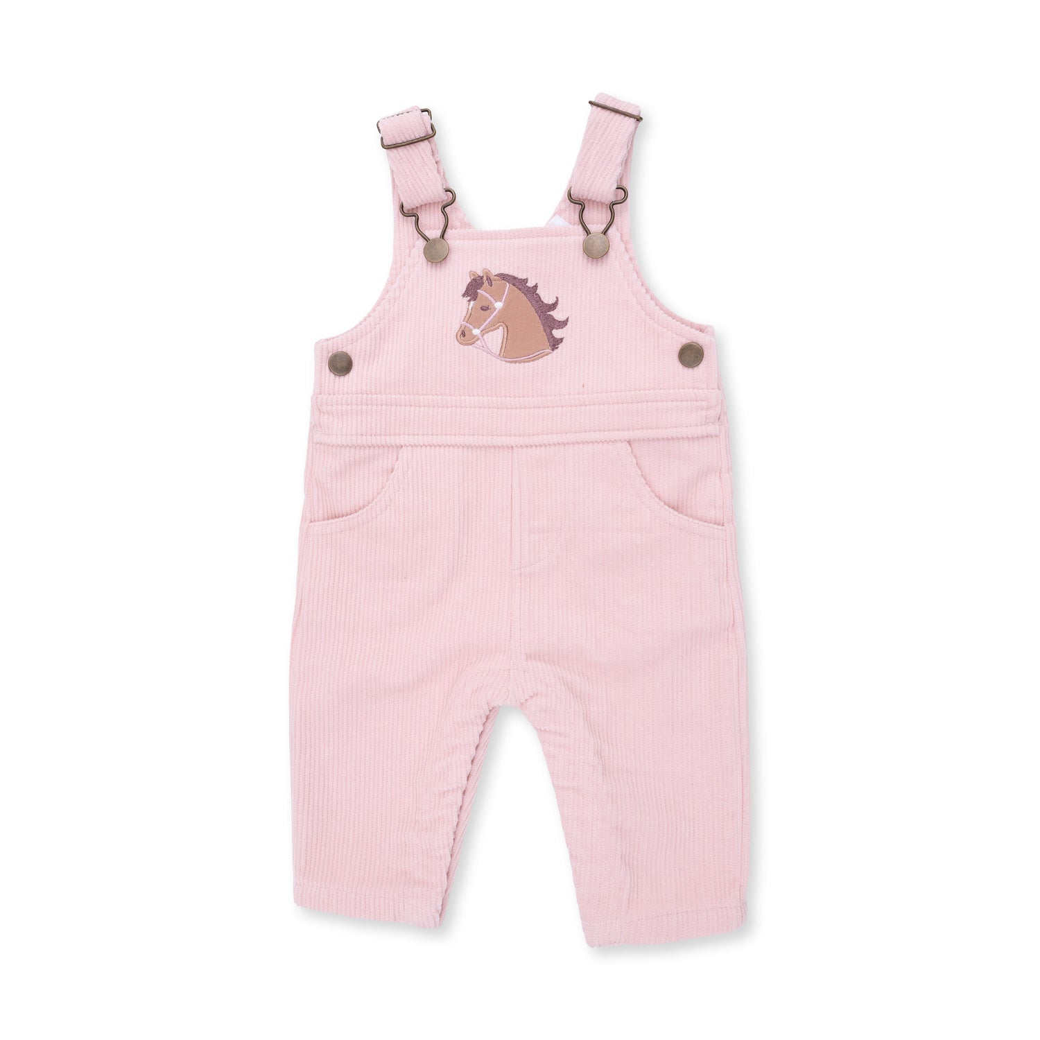 Kids western boutique Utah baby western fashion Veiled Pink Corduroy Uni Old School Overall with Horse Applique 534F26VCO Boltranchstore.com free shipping