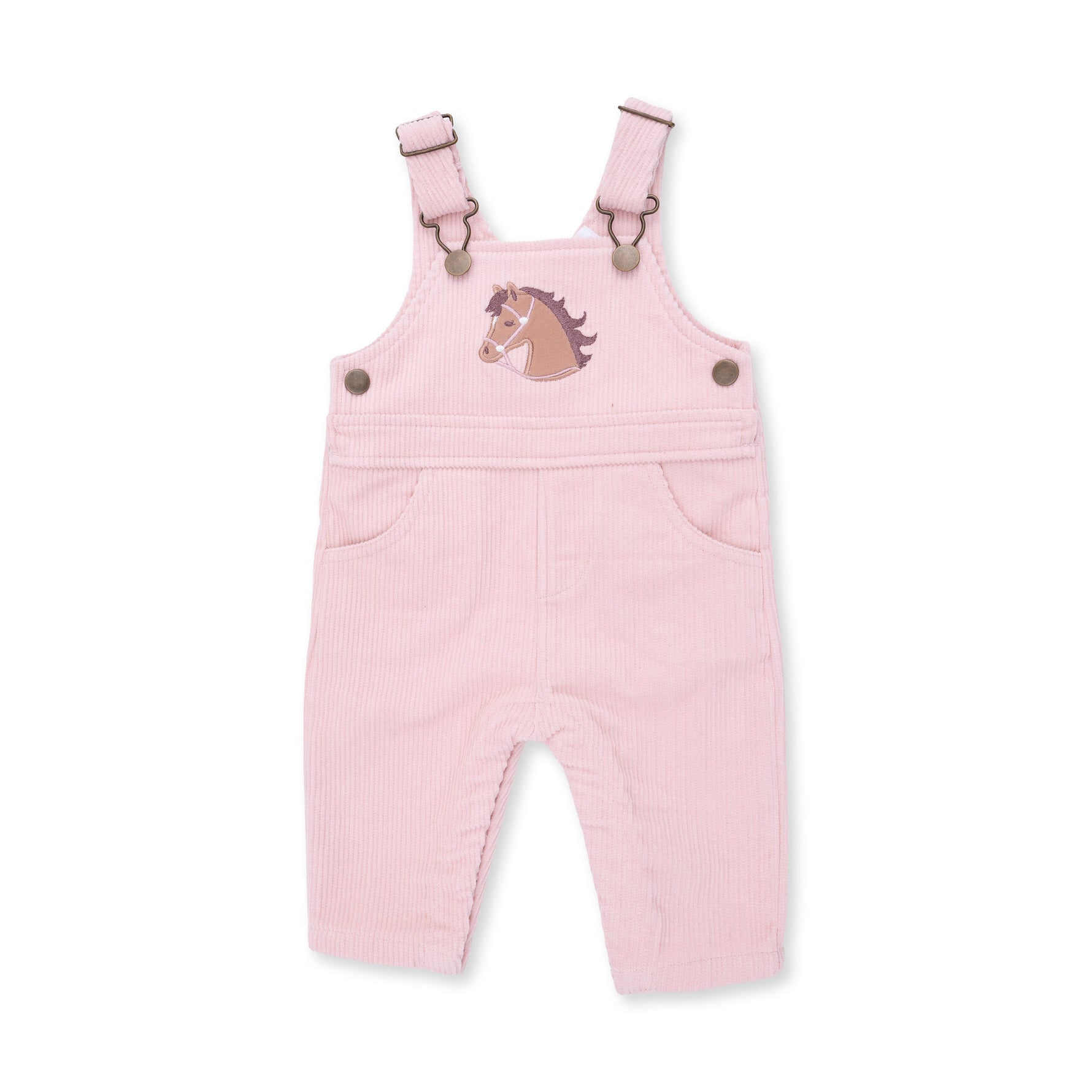 Kids western boutique Utah baby western fashion Veiled Pink Corduroy Uni Old School Overall with Horse Applique 534F26VCO Boltranchstore.com free shipping