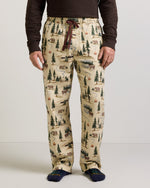 Pendleton Mens Camp Print Flannel Pajama Pants Camping Tan tan brushed cotton flannel with pine tree and cabin print western boutique Utah SKU AP140979827