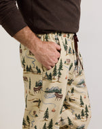 Pendleton Mens Camp Print Flannel Pajama Pants Camping Tan drawstring waist button fly and side pockets for easy lounging Utah