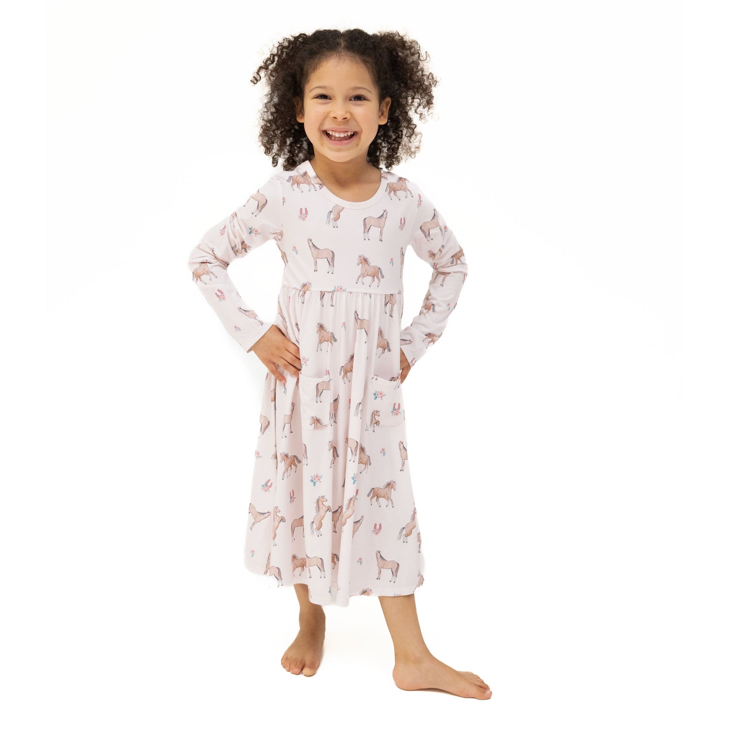 I Love Horses Twirly Long Sleeve Dress