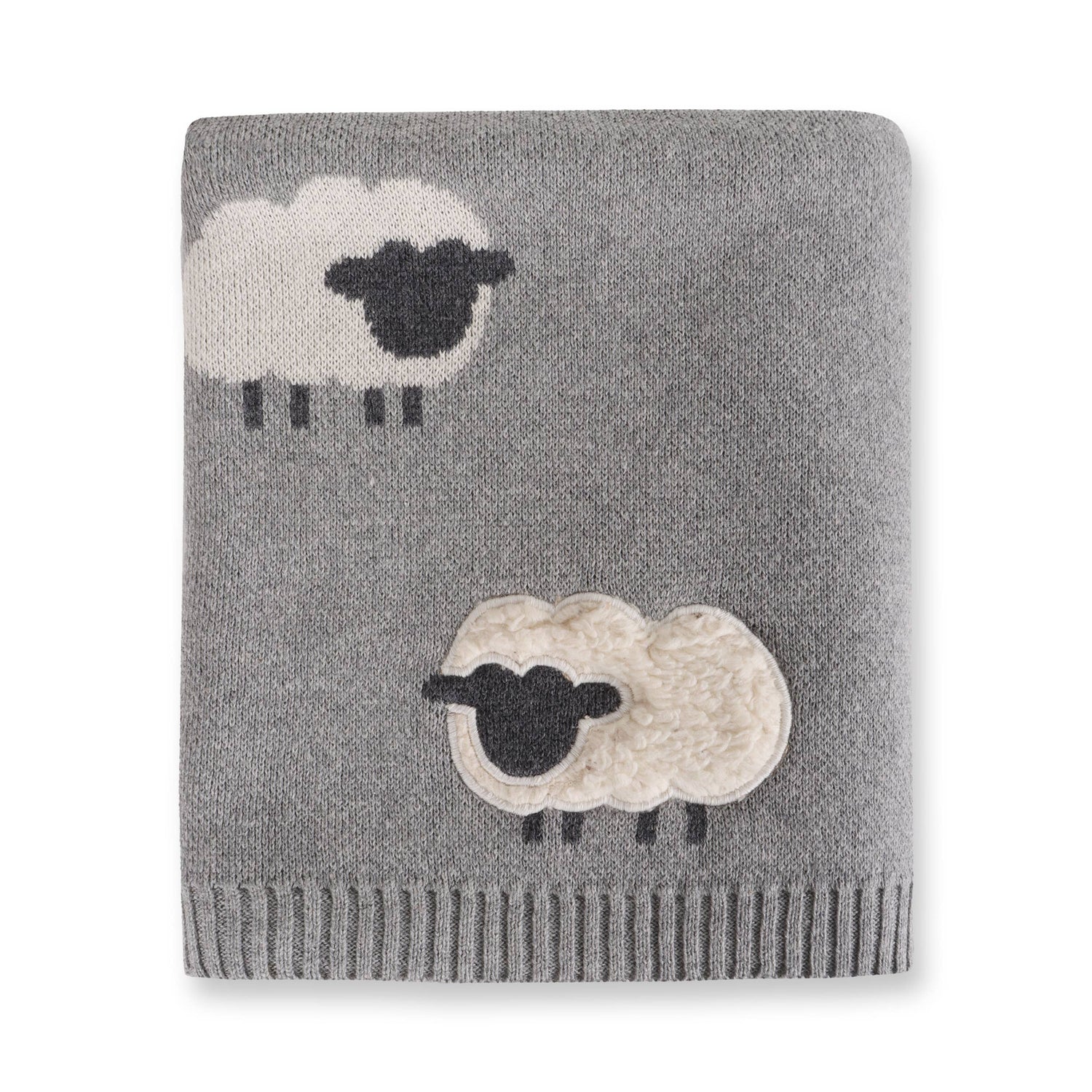 Woolly Sheep Organic Jacquard Knit Baby Blanket