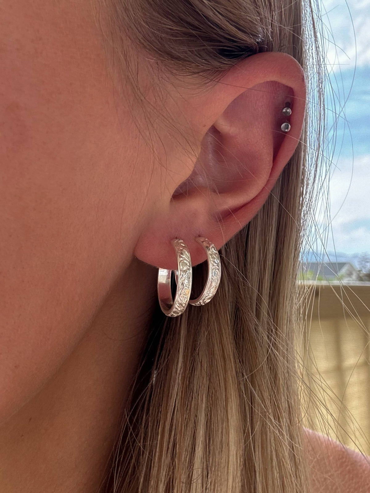 Vintage Band Stud Hoops