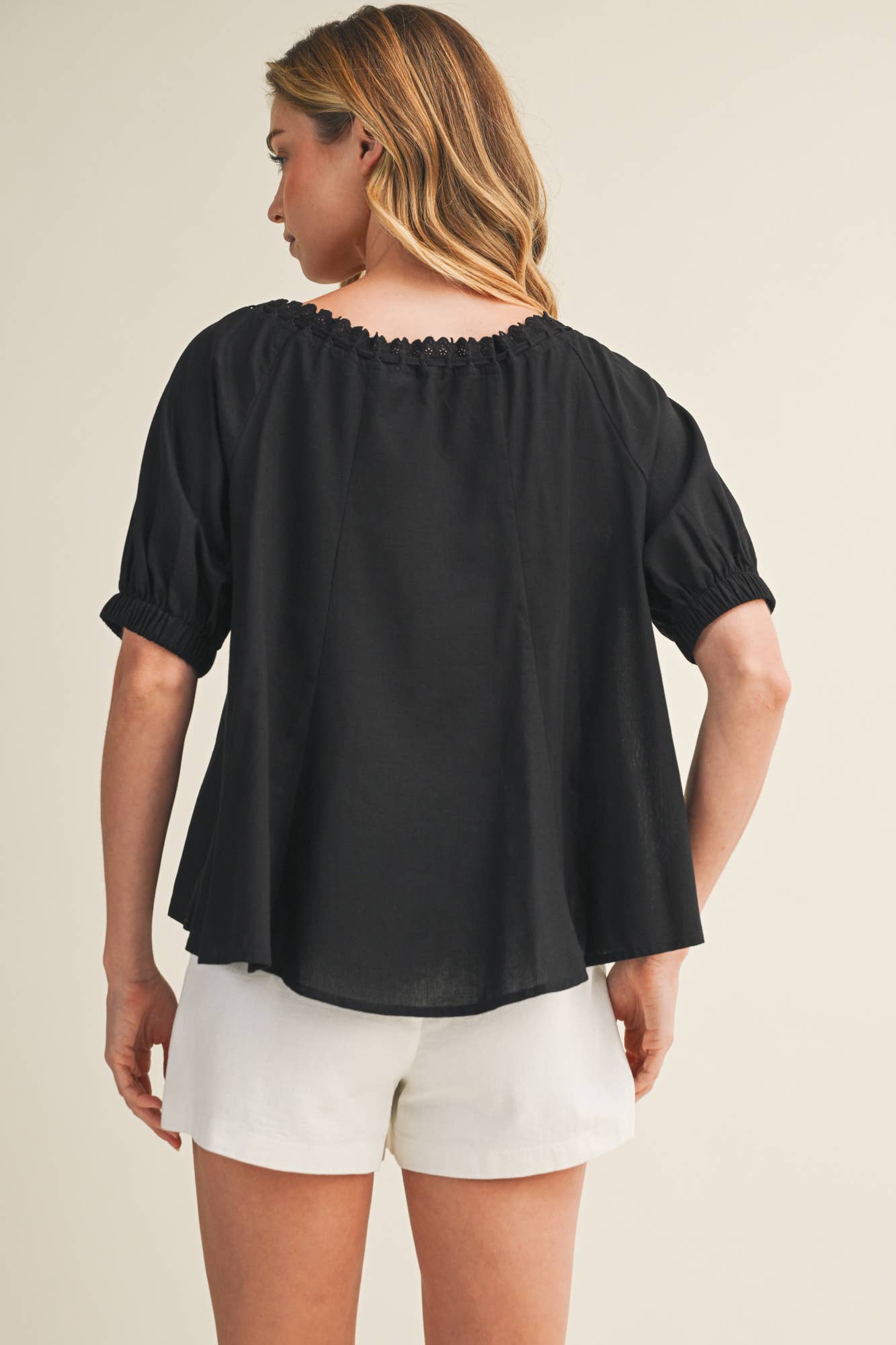 Lena Eyelet Puff Sleeve Top