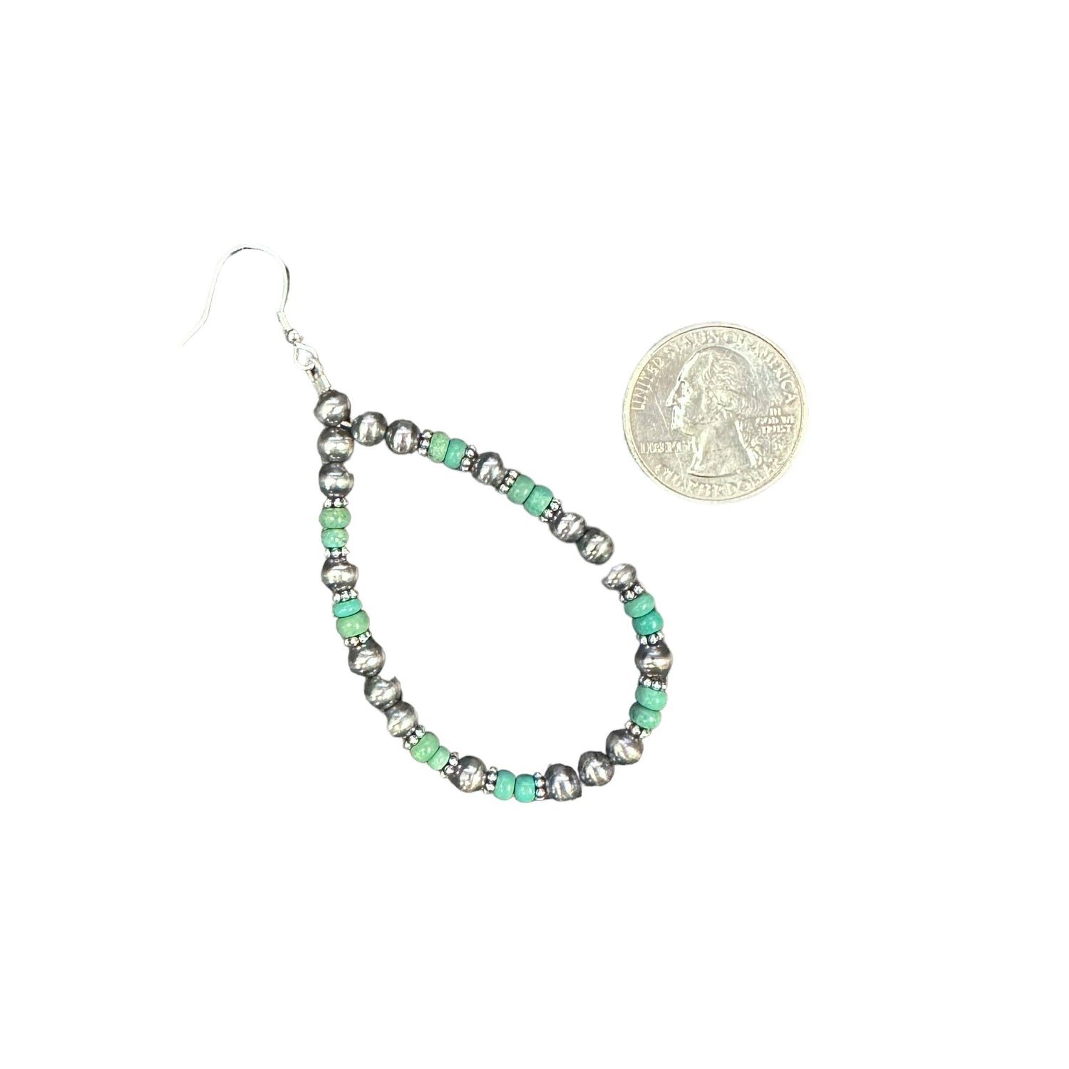Grn Turquoise Navajo Pearl Loop Earrings