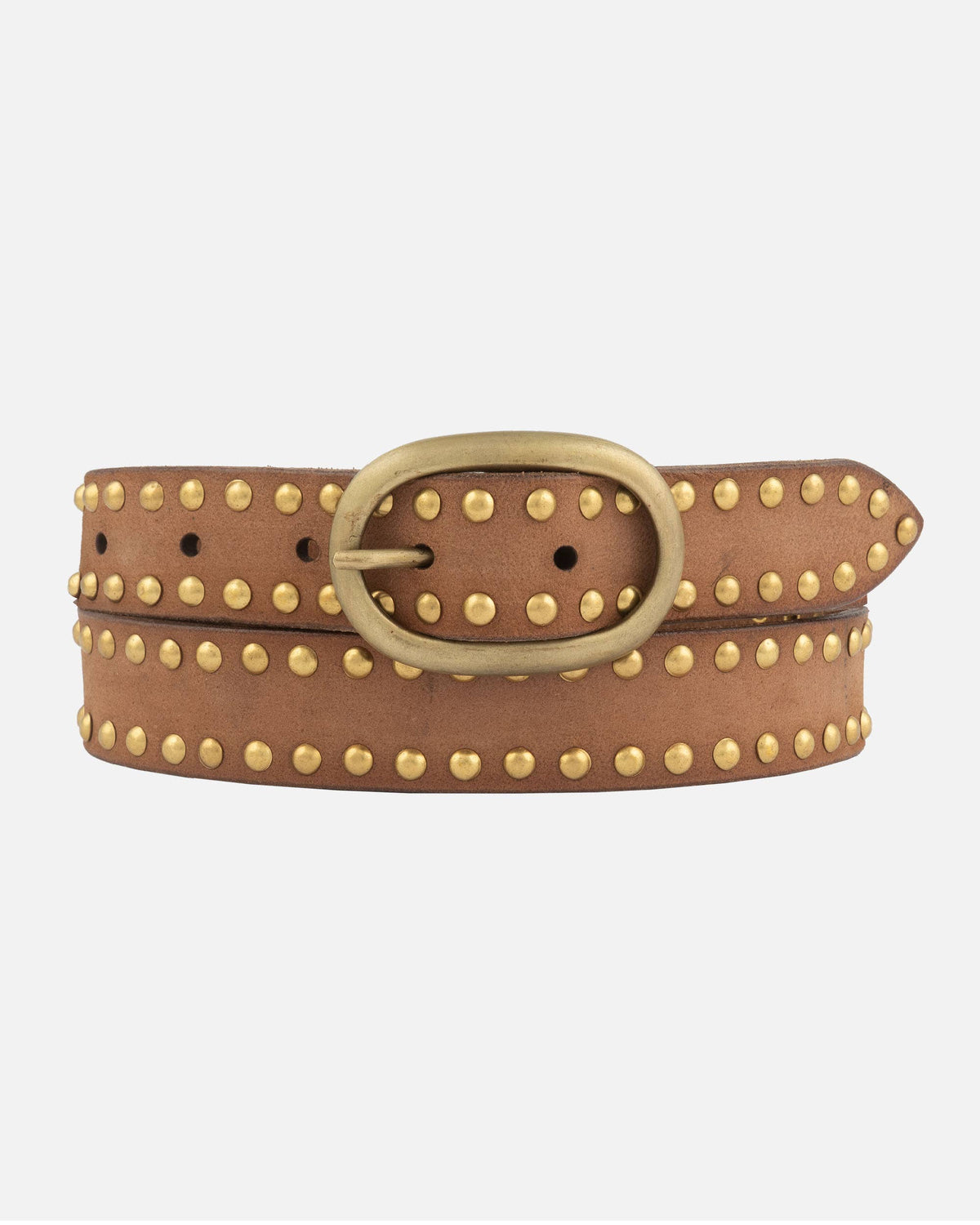 Dara Studded Leather Belt Brown leather belt with gold studs and buckle classic belt everyday belt dress belt Boltranchstore.com