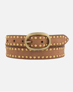 Dara Studded Leather Belt Brown leather belt with gold studs and buckle classic belt everyday belt dress belt Boltranchstore.com