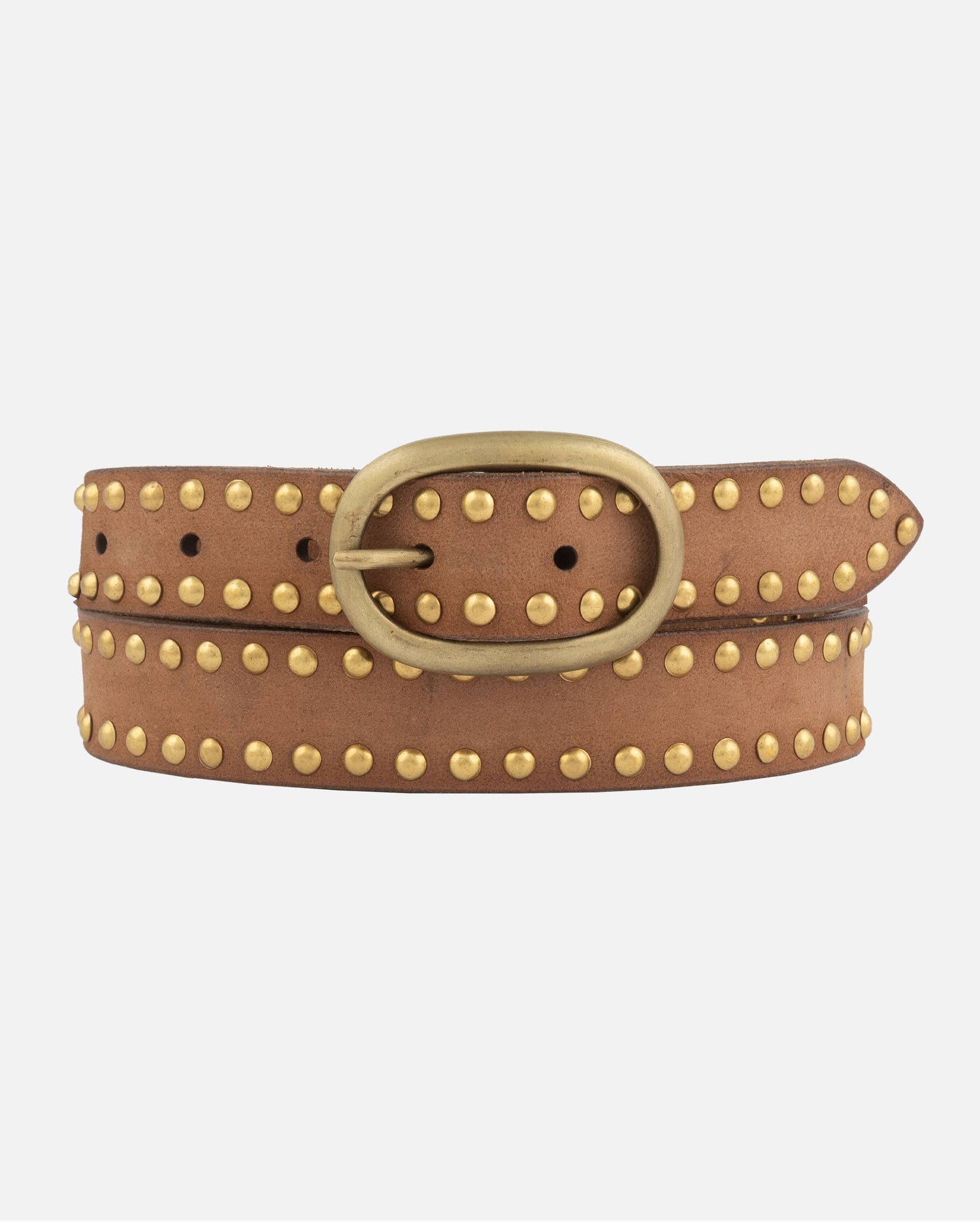 Dara Studded Leather Belt Brown leather belt with gold studs and buckle classic belt everyday belt dress belt Boltranchstore.com
