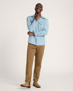 Pendleton Mens Gambler Denim Shirt Light Denim Salmon lightweight cotton denim in a pale blue wash for warm season layering Park City
