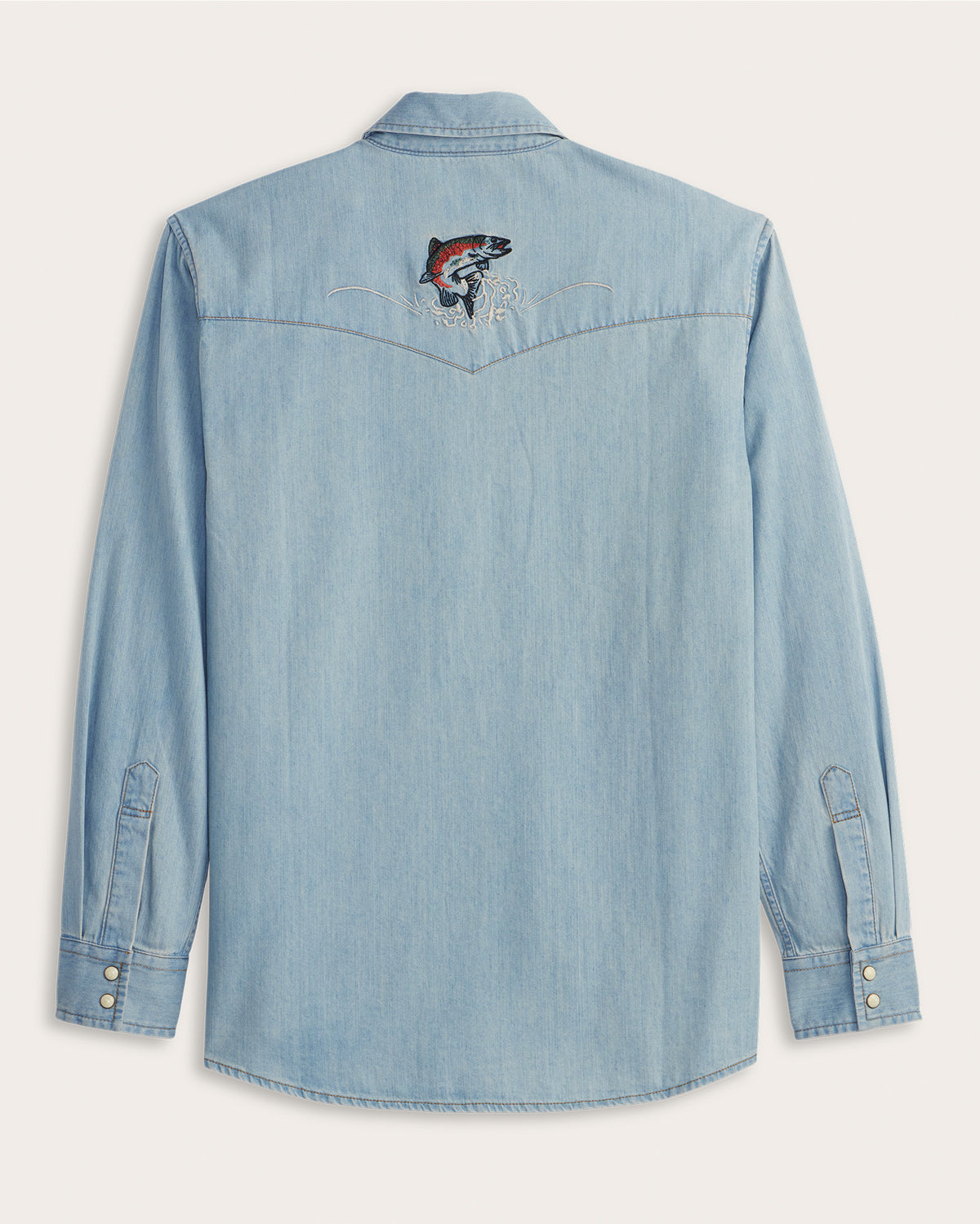 Pendleton Mens Gambler Denim Shirt Light Denim Salmon easy layer for days on the water and weekend adventures western clothing
