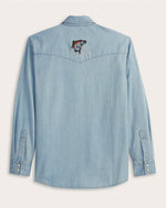 Pendleton Mens Gambler Denim Shirt Light Denim Salmon easy layer for days on the water and weekend adventures western clothing