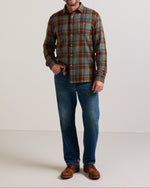 Pendleton Mens Plaid Cotton Fremont Flannel Shirt spread collar and shirttail hem with a classic relaxed button front cut cowboy ranch wear