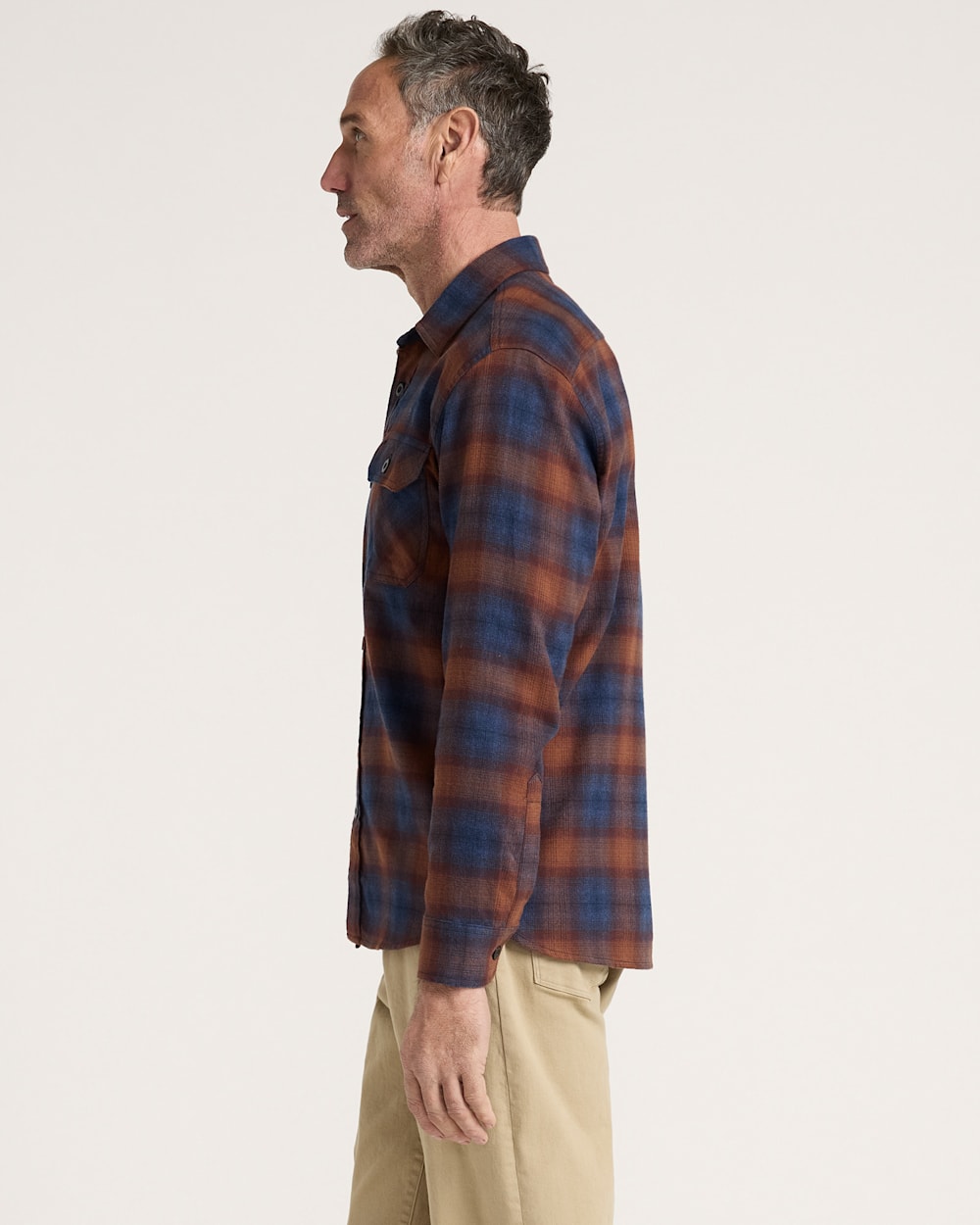 Pendleton Mens Plaid Burnside Cotton Flannel Shirt Navy Brick Plaid