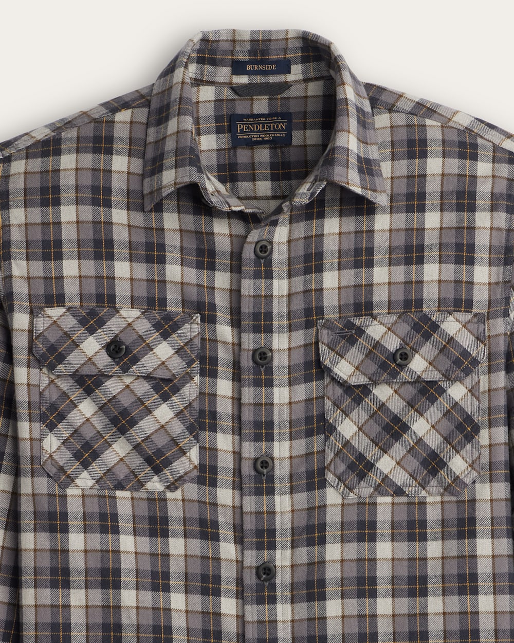 Pendleton Mens Burnside Plaid Flannel Shirt Grey