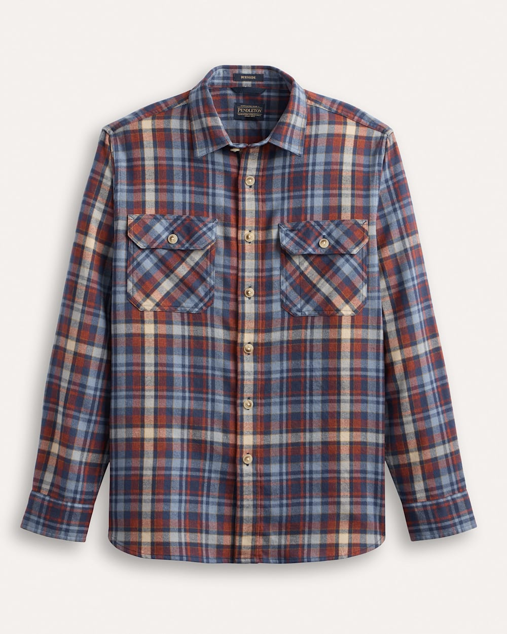 Pendleton Burnside Flannel Blue Red Plaid Shirt full button up two front pocket