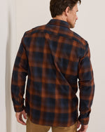 Pendleton Mens Burnside Flannel Shirt Navy Brown Plaid relaxed fit layering shirt with spread collar and straight hem ranch wear