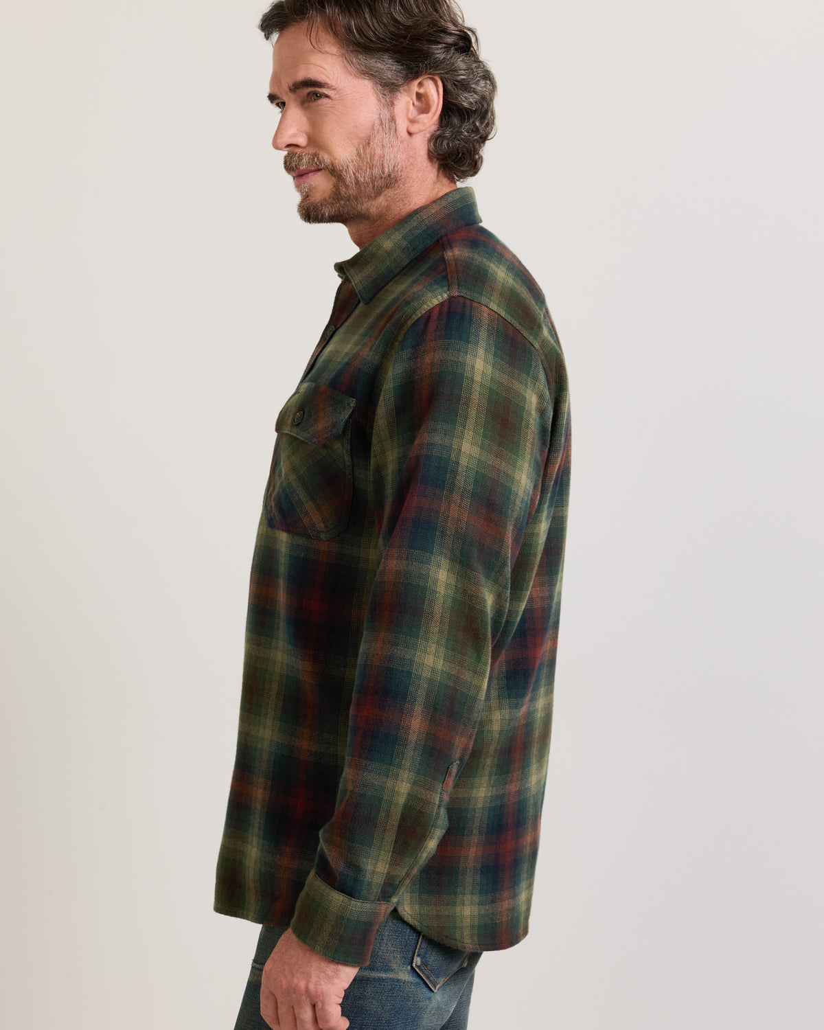 Pendleton Mens Burnside Flannel Shirt Green Multi Plaid green and earth tone plaid brushed on both faces for warmth cowboy