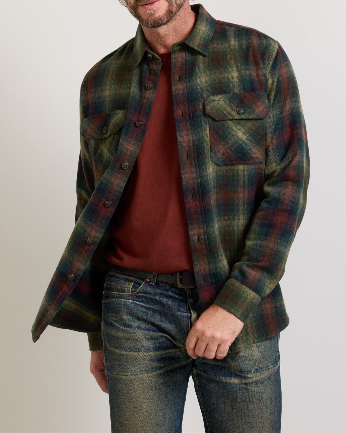 Pendleton Mens Burnside Flannel Shirt Green Multi Plaid green multi plaid doublebrushed cotton flannel shirt western clothing Utah SKU RA135179801 