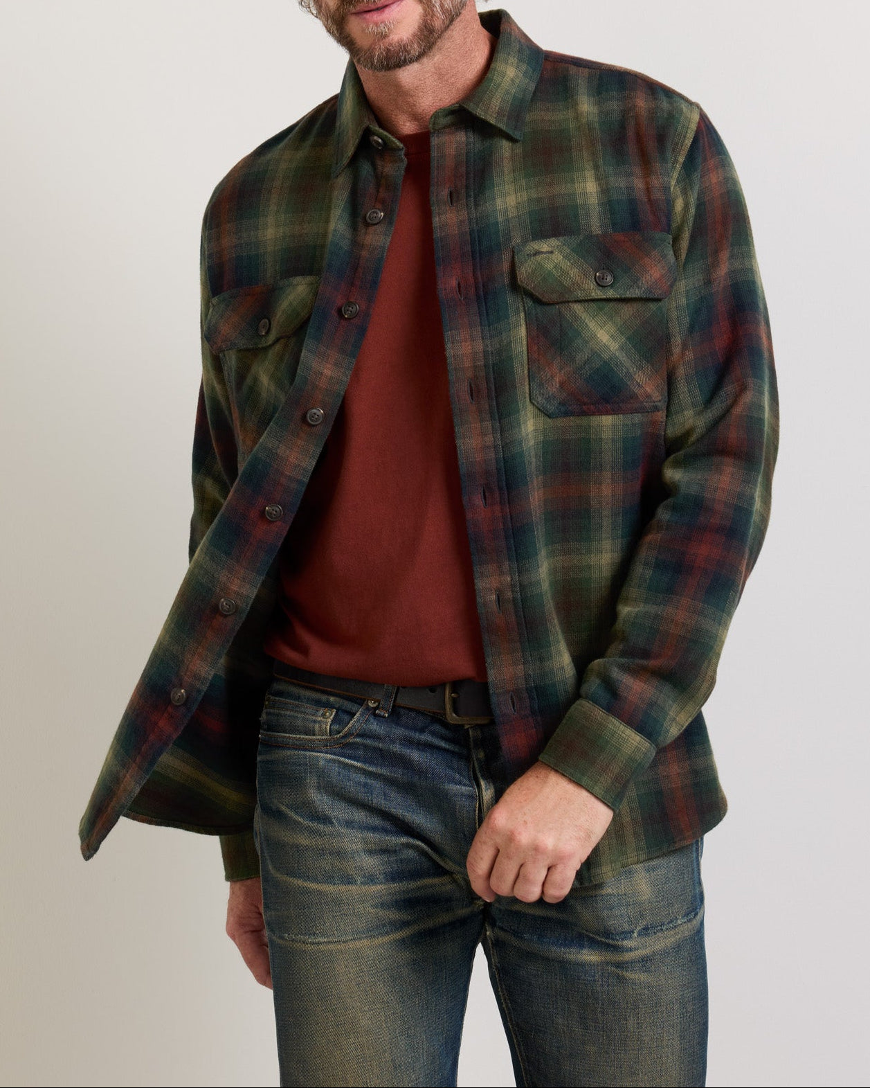 Pendleton Mens Burnside Flannel Shirt Green Multi Plaid green multi plaid doublebrushed cotton flannel shirt western clothing Utah SKU RA135179801 