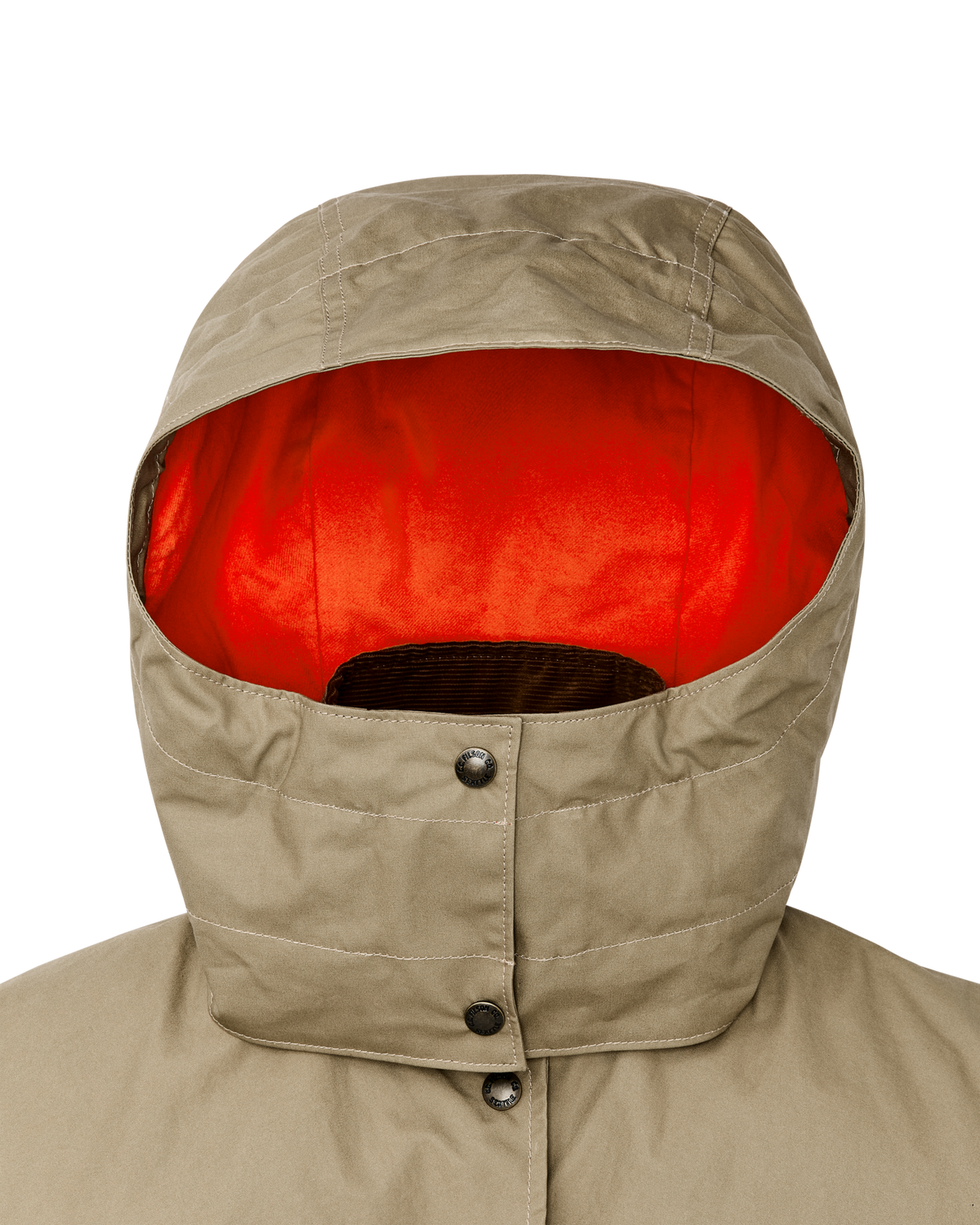 Filson Womens Harbor Front Waxed Jacket Marsh Tan polyester lined sleeves for layering over flannel cowgirl