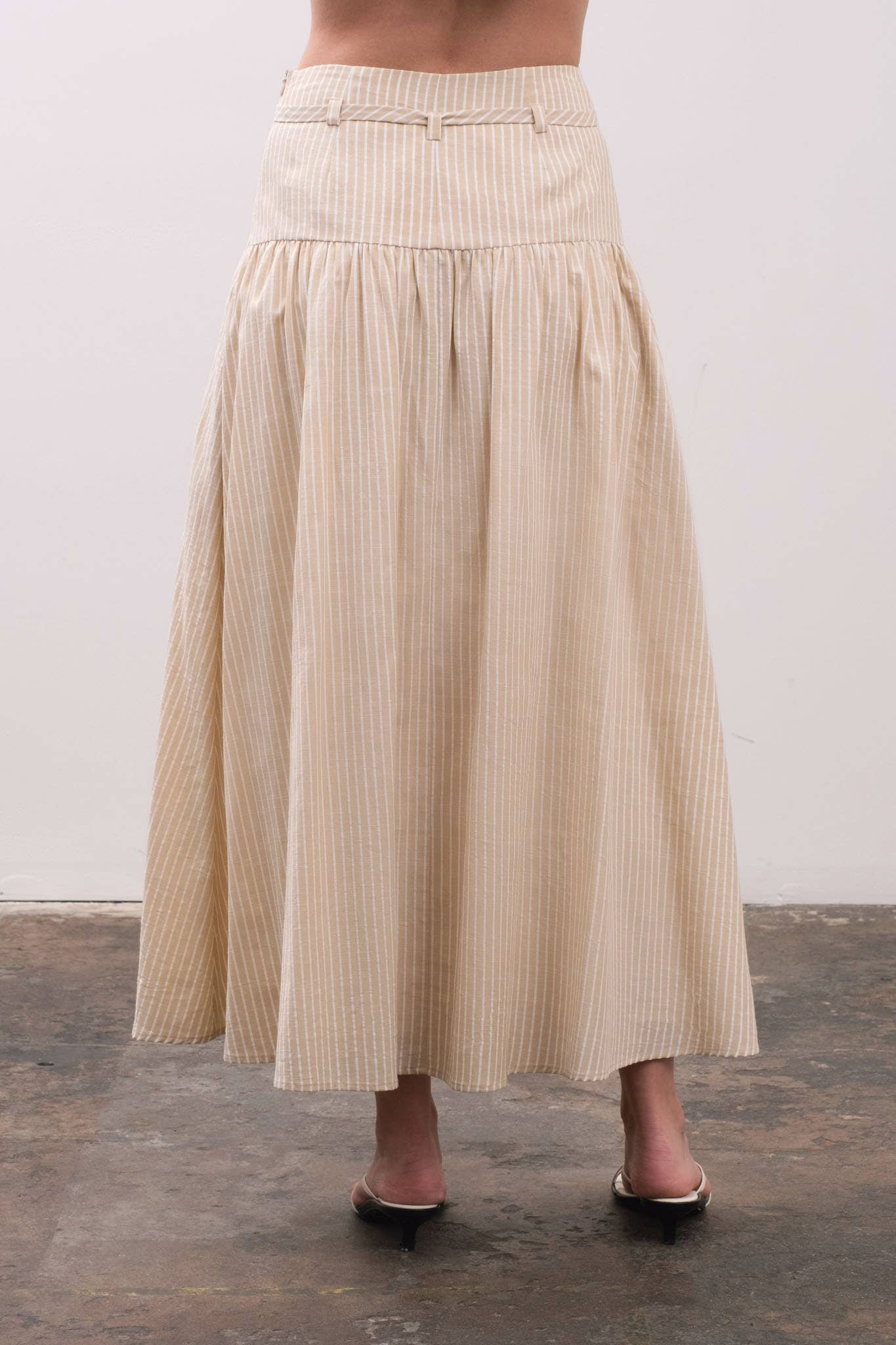 Alexandria Stripe Ribbon Tie Midi Skirt