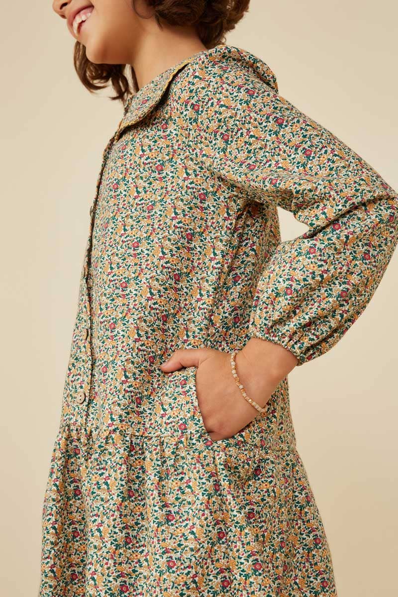 Girls Wavy Twill Trimmed Sailor Dress