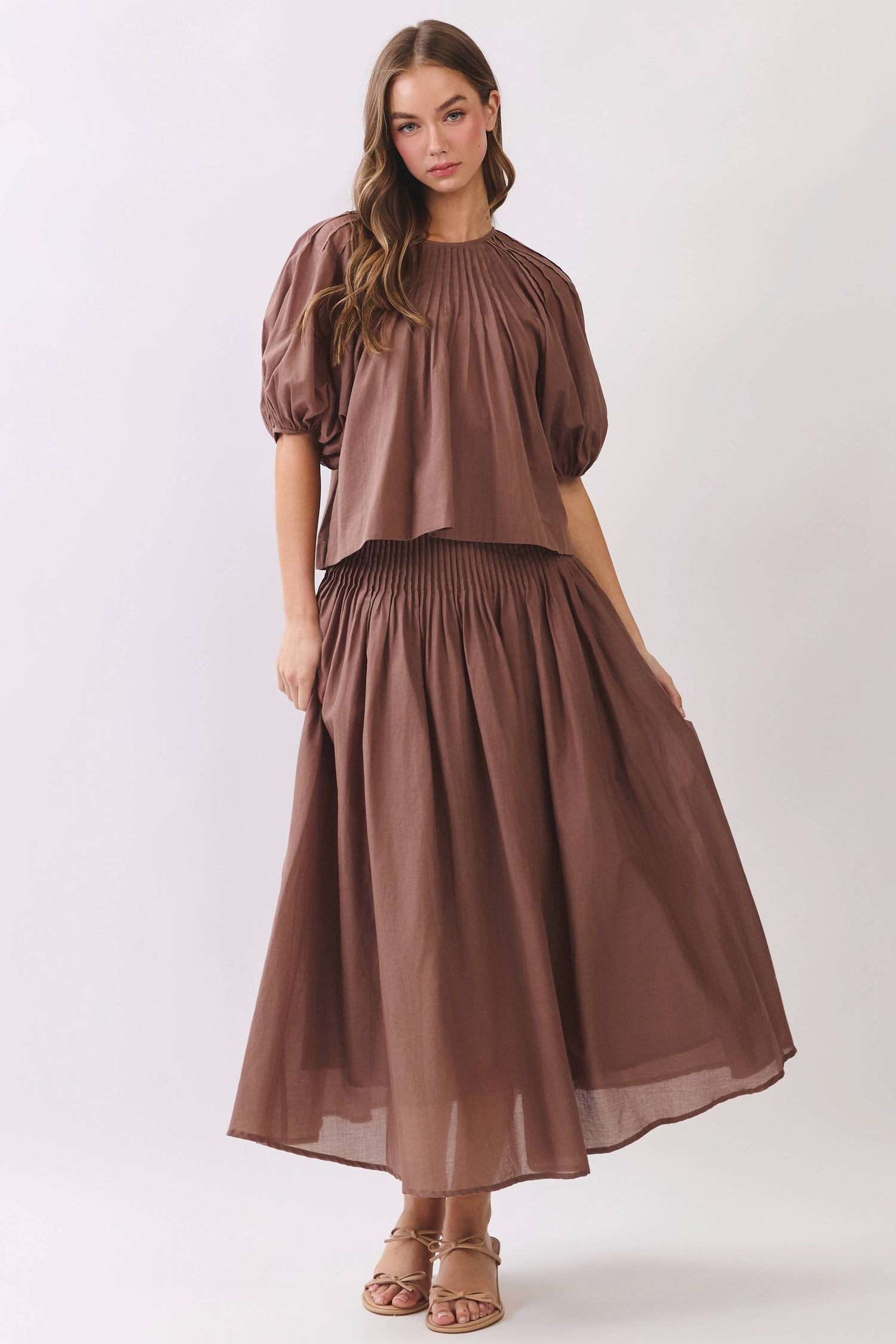 Liz Pleated High Waisted Maxi Skirt